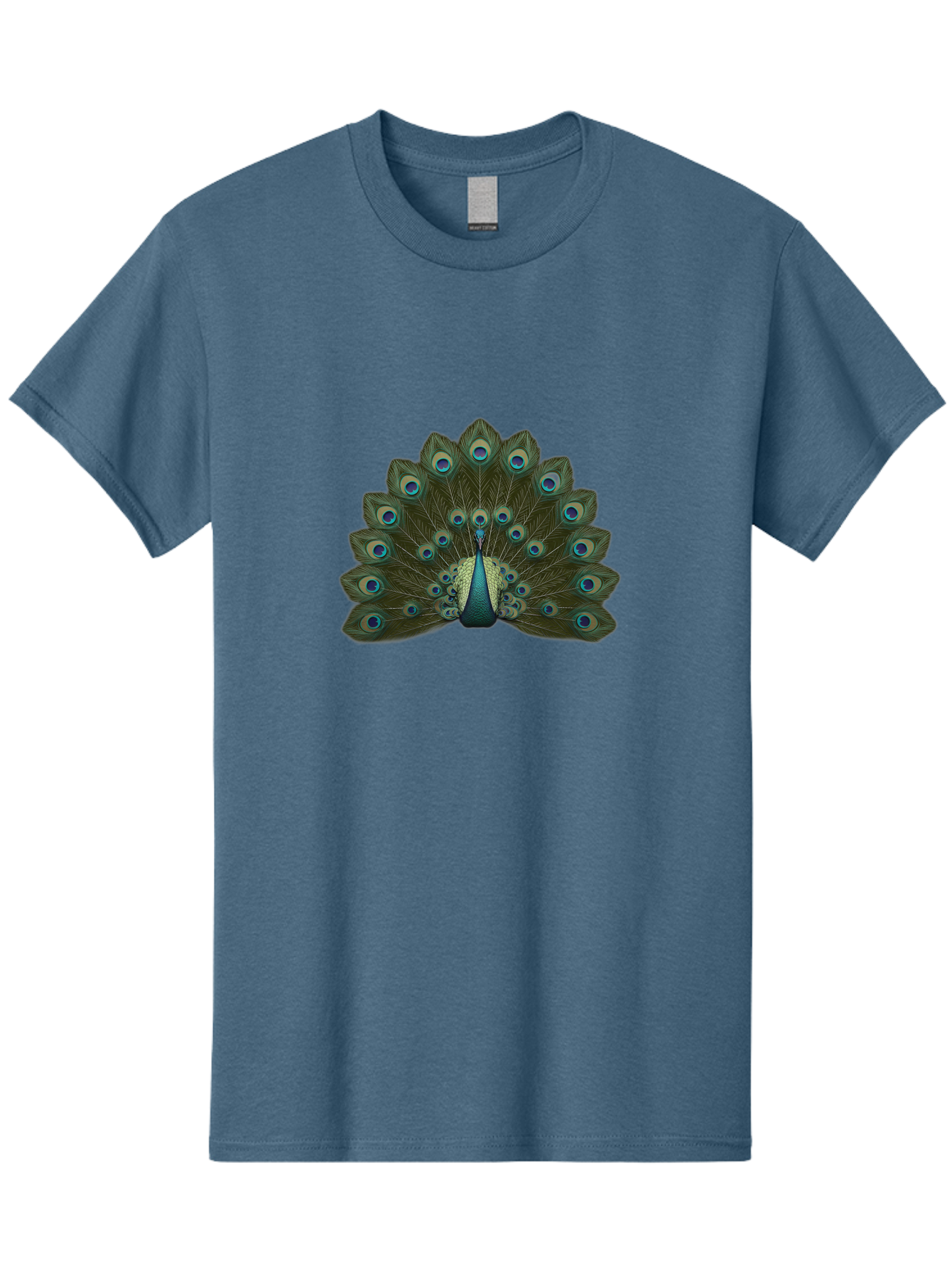 Peacock-Tail-Feathers-1 Men'S Graphic Tee, 100% Cotton, Comfortable Casual Summer Wear, Machine Washable, Peacock Feathers, Vibrant Colors, Blue And Green Hues, Eye-Catching Display, Exotic Bird, Wildlife Photography, Feathered Fan, Bab131