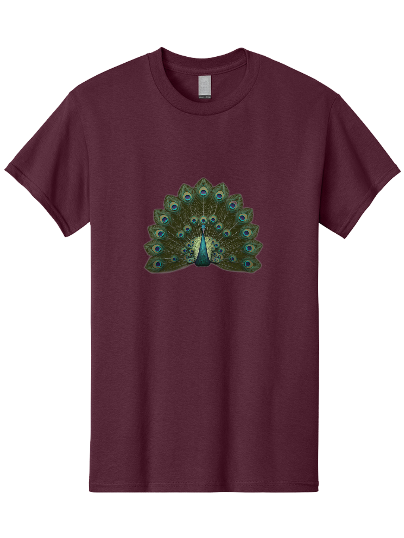 Peacock-Tail-Feathers-1 Men'S Graphic Tee, 100% Cotton, Comfortable Casual Summer Wear, Machine Washable, Peacock Feathers, Vibrant Colors, Blue And Green Hues, Eye-Catching Display, Exotic Bird, Wildlife Photography, Feathered Fan, Bab131