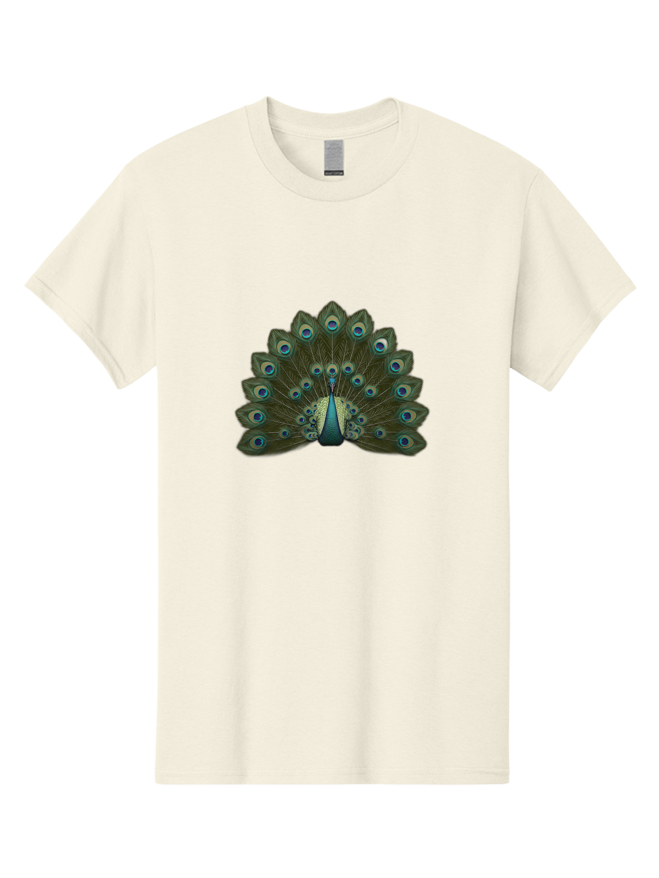 Peacock-Tail-Feathers-1 Men'S Graphic Tee, 100% Cotton, Comfortable Casual Summer Wear, Machine Washable, Peacock Feathers, Vibrant Colors, Blue And Green Hues, Eye-Catching Display, Exotic Bird, Wildlife Photography, Feathered Fan, Bab131