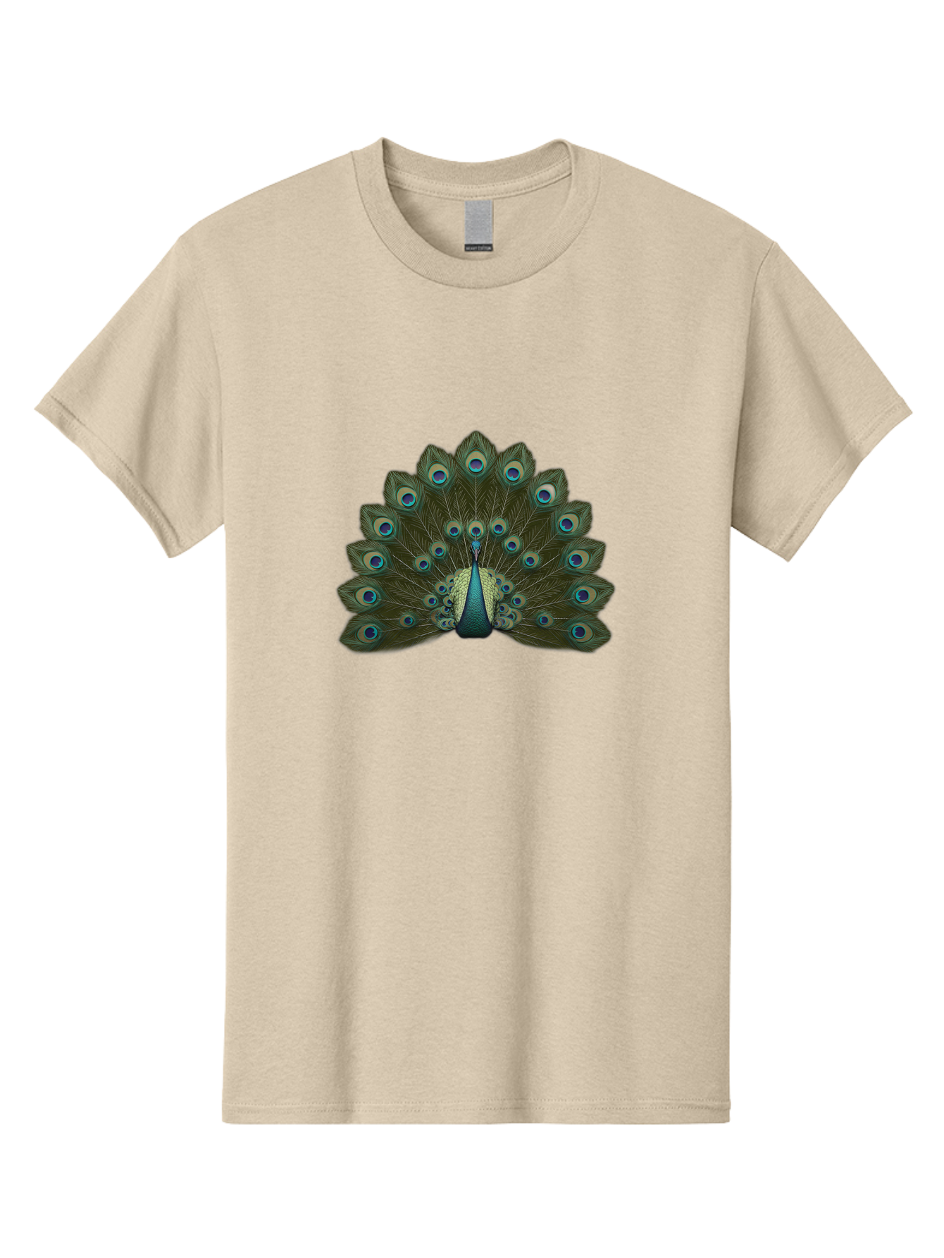Peacock-Tail-Feathers-1 Men'S Graphic Tee, 100% Cotton, Comfortable Casual Summer Wear, Machine Washable, Peacock Feathers, Vibrant Colors, Blue And Green Hues, Eye-Catching Display, Exotic Bird, Wildlife Photography, Feathered Fan, Bab131