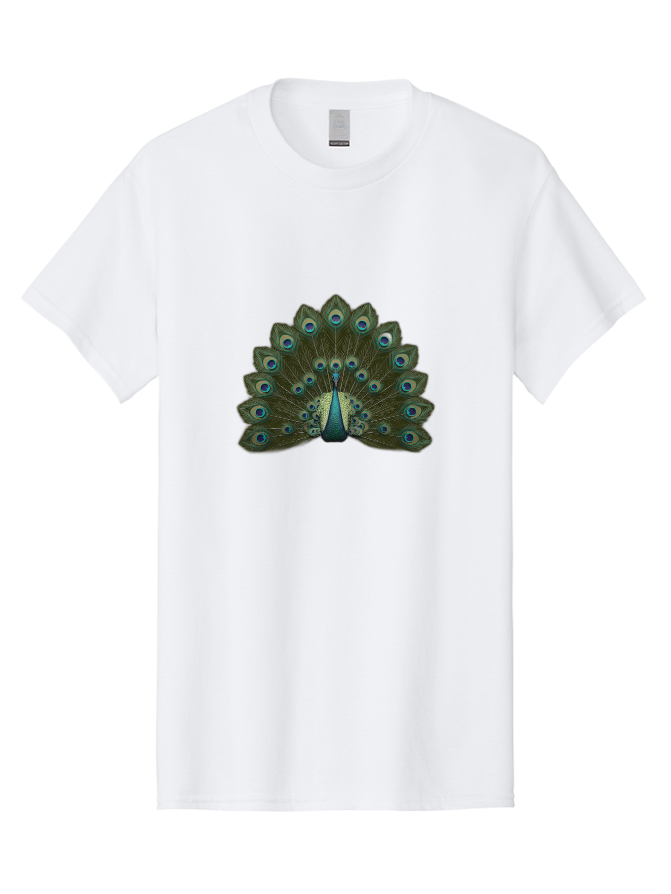 Peacock-Tail-Feathers-1 Men'S Graphic Tee, 100% Cotton, Comfortable Casual Summer Wear, Machine Washable, Peacock Feathers, Vibrant Colors, Blue And Green Hues, Eye-Catching Display, Exotic Bird, Wildlife Photography, Feathered Fan, Bab131