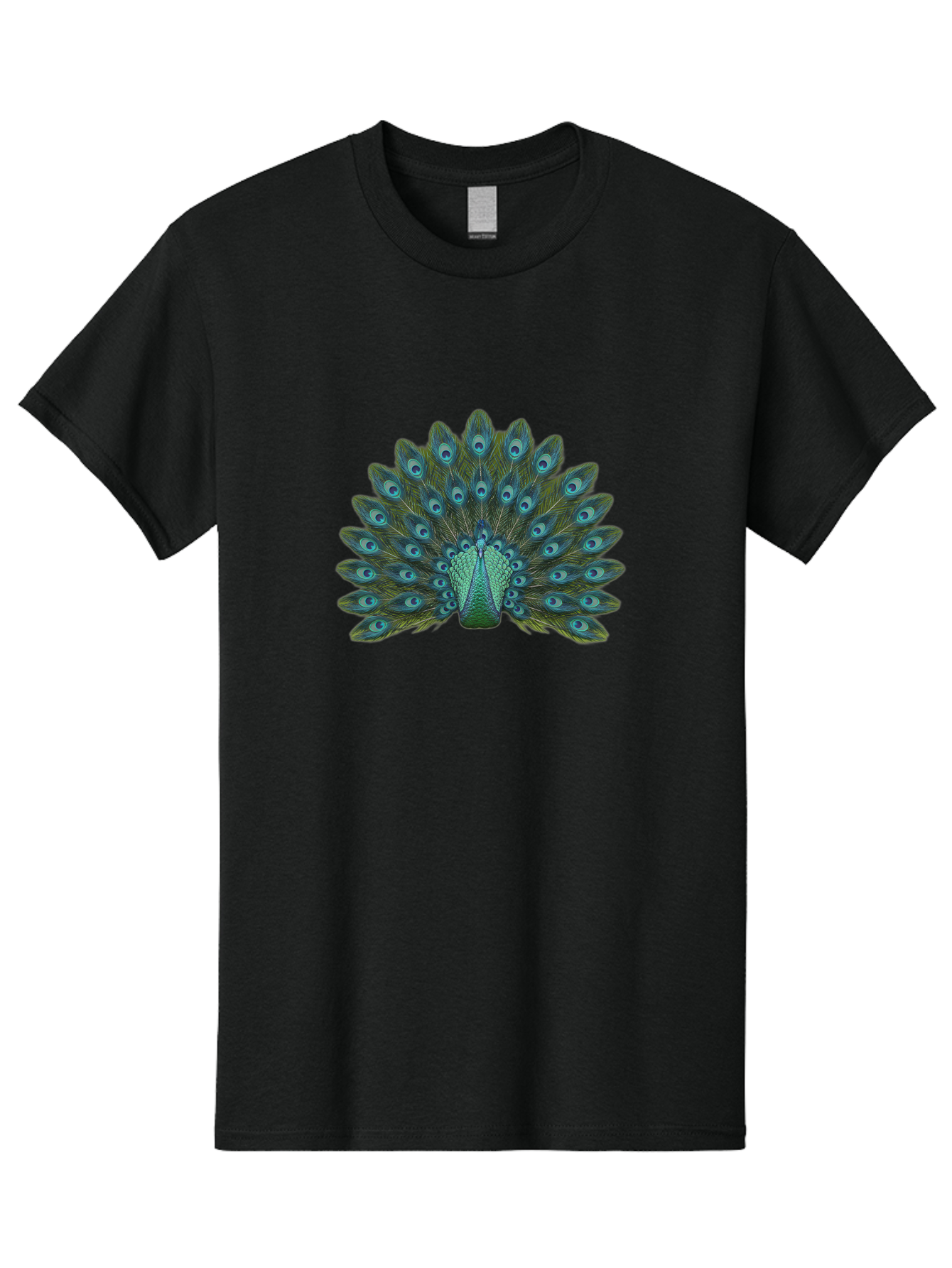 Peacock-Tail-Feathers Men'S Graphic Tee, 100% Cotton, Comfortable Casual Summer Wear, Machine Washable, Peacock Feathers, Blue And Green Plumage, Eye-Catching Display, Vibrant Colors, Intricate Patterns, Majestic Bird, Natural Beauty, Bab133