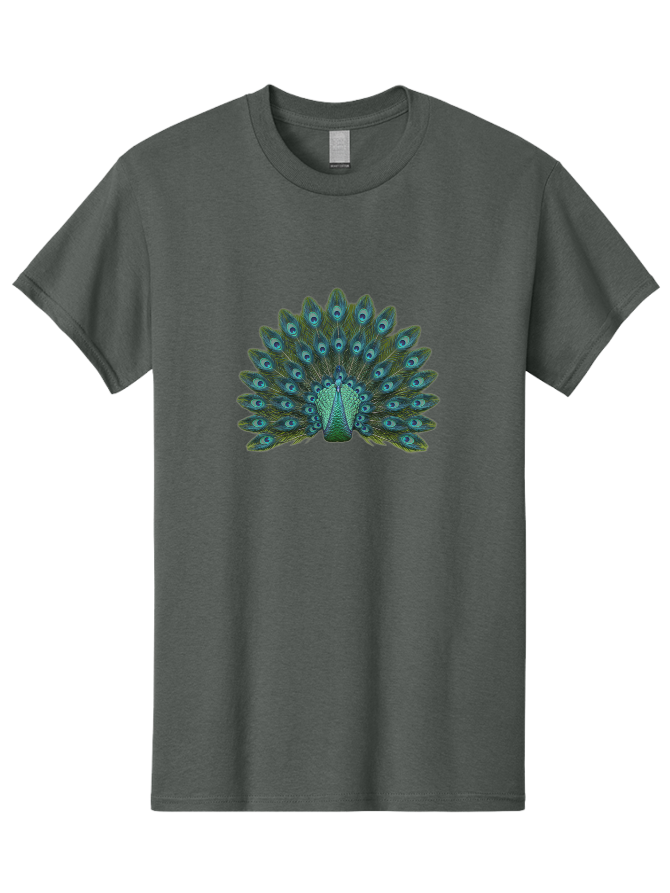Peacock-Tail-Feathers Men'S Graphic Tee, 100% Cotton, Comfortable Casual Summer Wear, Machine Washable, Peacock Feathers, Blue And Green Plumage, Eye-Catching Display, Vibrant Colors, Intricate Patterns, Majestic Bird, Natural Beauty, Bab133