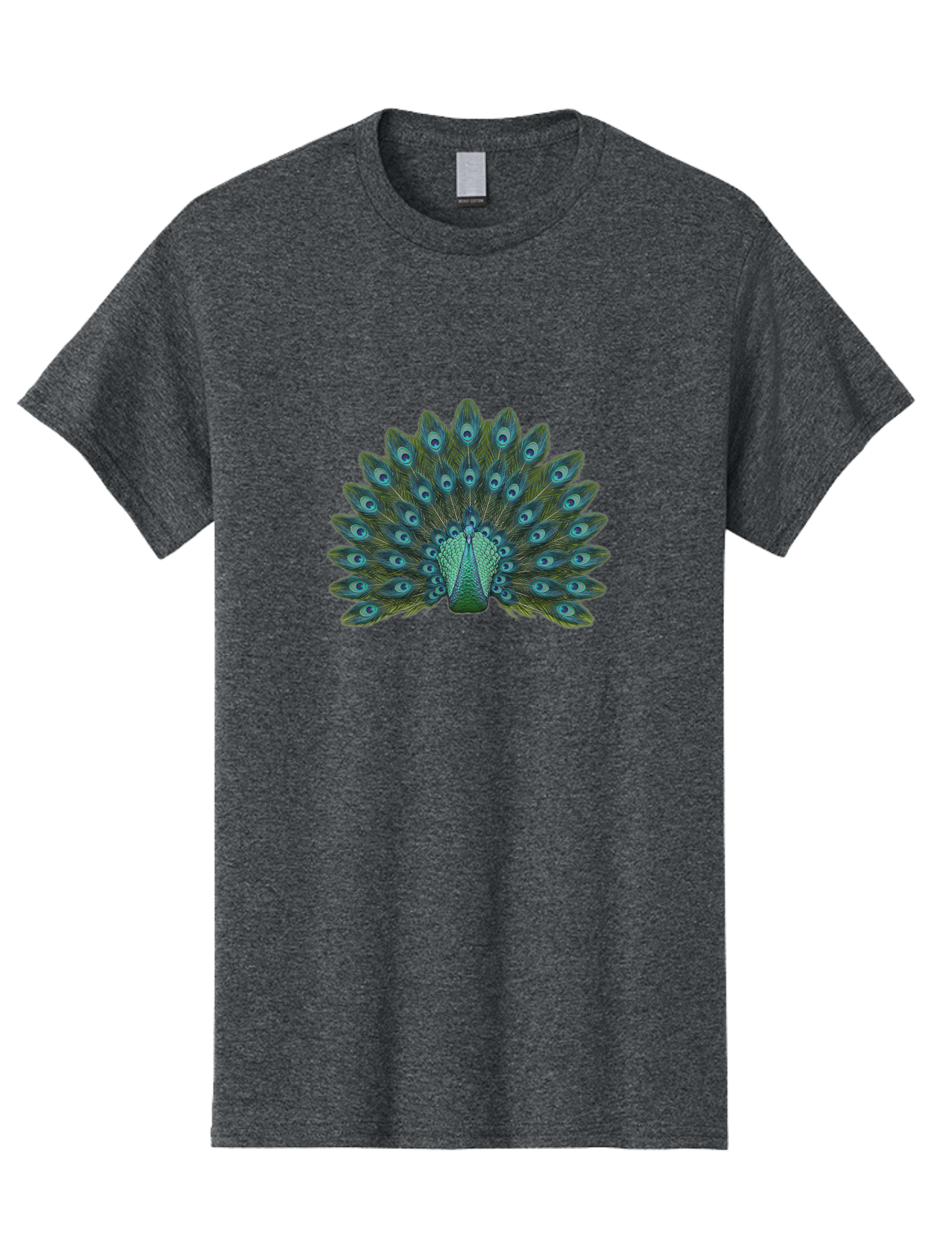 Peacock-Tail-Feathers Men'S Graphic Tee, 100% Cotton, Comfortable Casual Summer Wear, Machine Washable, Peacock Feathers, Blue And Green Plumage, Eye-Catching Display, Vibrant Colors, Intricate Patterns, Majestic Bird, Natural Beauty, Bab133