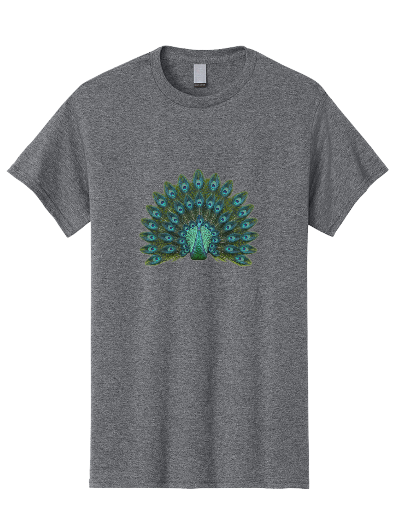 Peacock-Tail-Feathers Men'S Graphic Tee, 100% Cotton, Comfortable Casual Summer Wear, Machine Washable, Peacock Feathers, Blue And Green Plumage, Eye-Catching Display, Vibrant Colors, Intricate Patterns, Majestic Bird, Natural Beauty, Bab133