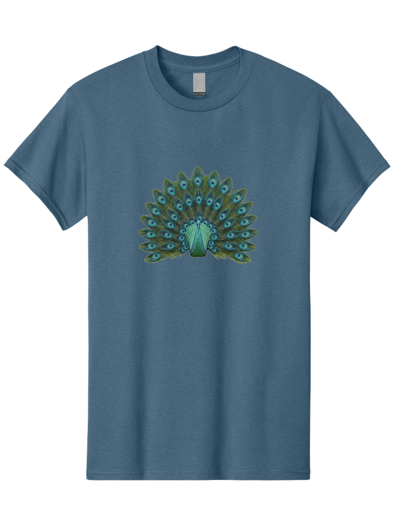 Peacock-Tail-Feathers Men'S Graphic Tee, 100% Cotton, Comfortable Casual Summer Wear, Machine Washable, Peacock Feathers, Blue And Green Plumage, Eye-Catching Display, Vibrant Colors, Intricate Patterns, Majestic Bird, Natural Beauty, Bab133