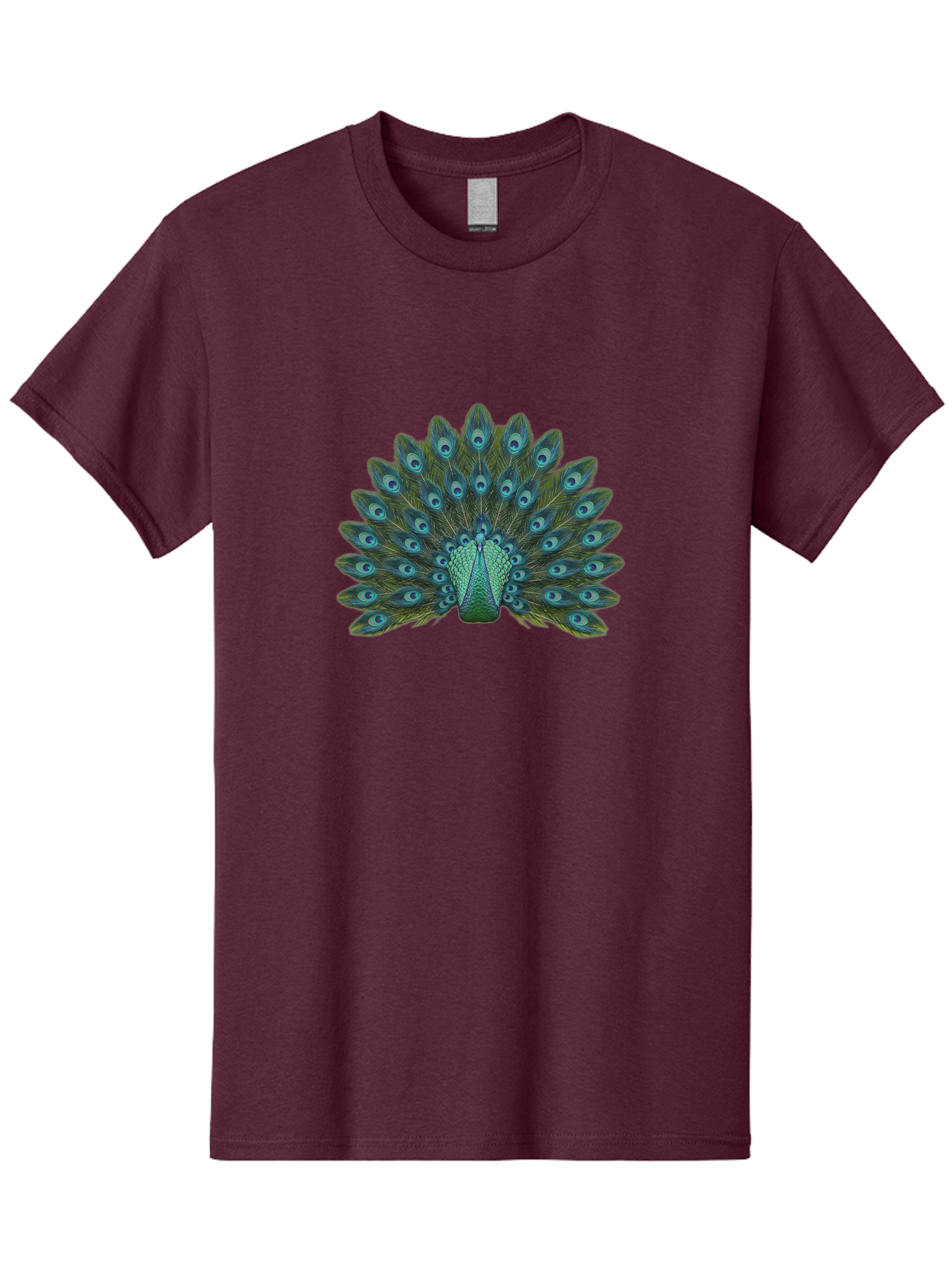 Peacock-Tail-Feathers Men'S Graphic Tee, 100% Cotton, Comfortable Casual Summer Wear, Machine Washable, Peacock Feathers, Blue And Green Plumage, Eye-Catching Display, Vibrant Colors, Intricate Patterns, Majestic Bird, Natural Beauty, Bab133