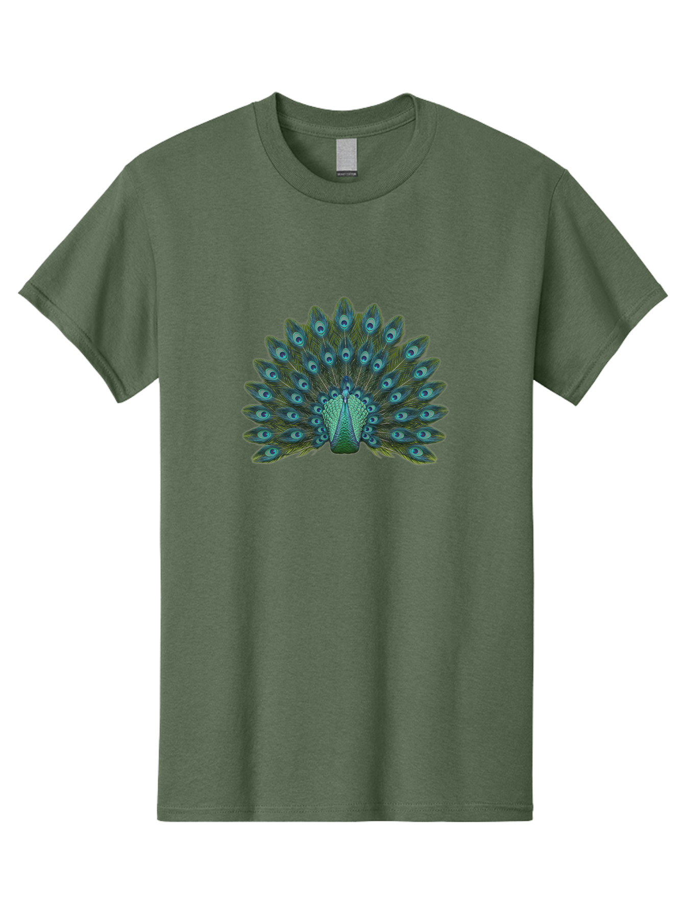Peacock-Tail-Feathers Men'S Graphic Tee, 100% Cotton, Comfortable Casual Summer Wear, Machine Washable, Peacock Feathers, Blue And Green Plumage, Eye-Catching Display, Vibrant Colors, Intricate Patterns, Majestic Bird, Natural Beauty, Bab133