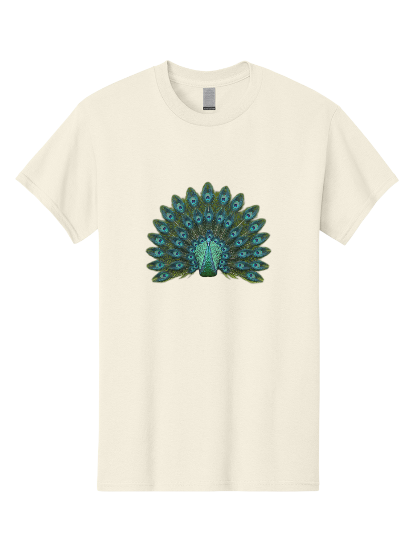 Peacock-Tail-Feathers Men'S Graphic Tee, 100% Cotton, Comfortable Casual Summer Wear, Machine Washable, Peacock Feathers, Blue And Green Plumage, Eye-Catching Display, Vibrant Colors, Intricate Patterns, Majestic Bird, Natural Beauty, Bab133