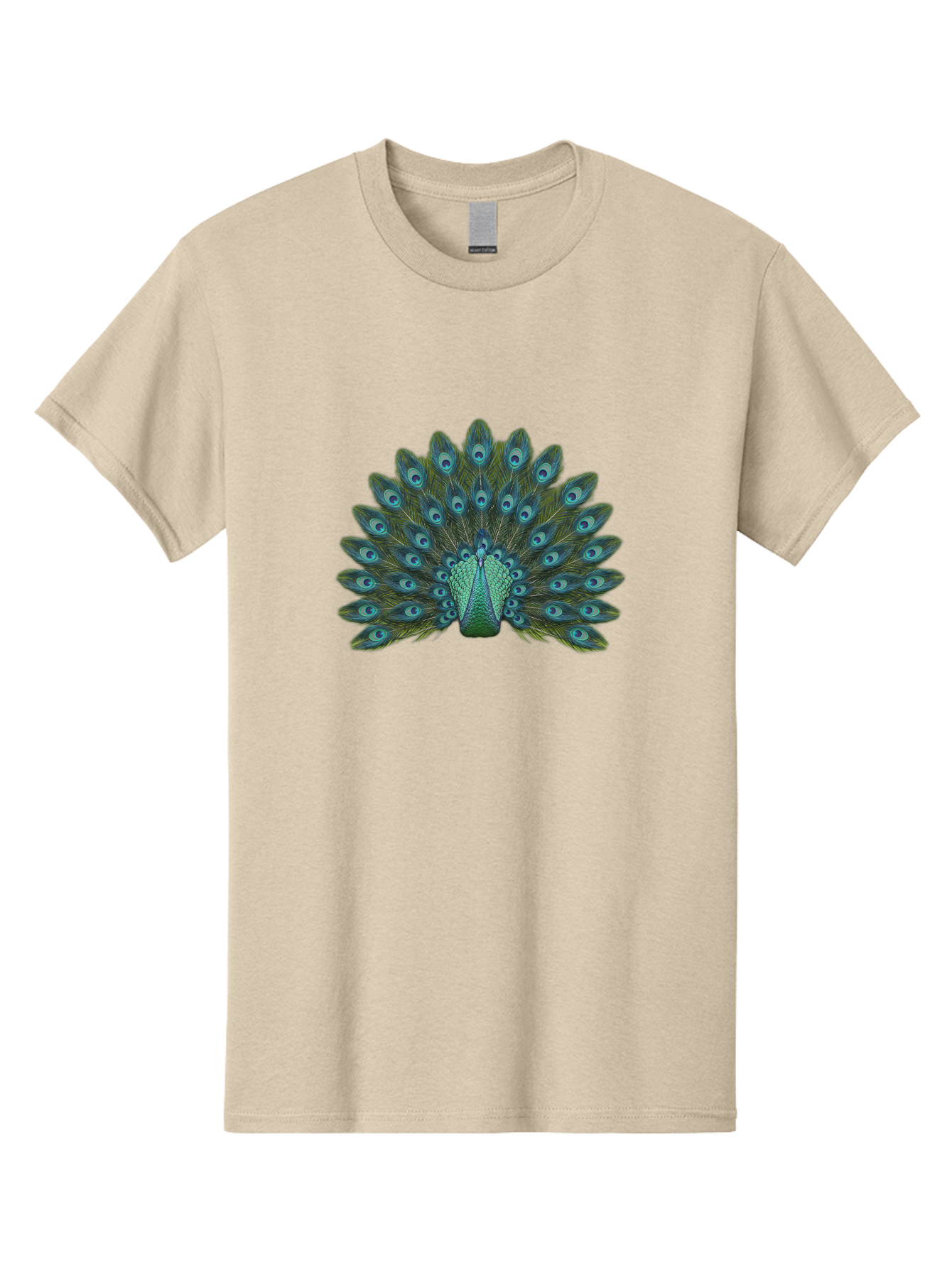 Peacock-Tail-Feathers Men'S Graphic Tee, 100% Cotton, Comfortable Casual Summer Wear, Machine Washable, Peacock Feathers, Blue And Green Plumage, Eye-Catching Display, Vibrant Colors, Intricate Patterns, Majestic Bird, Natural Beauty, Bab133