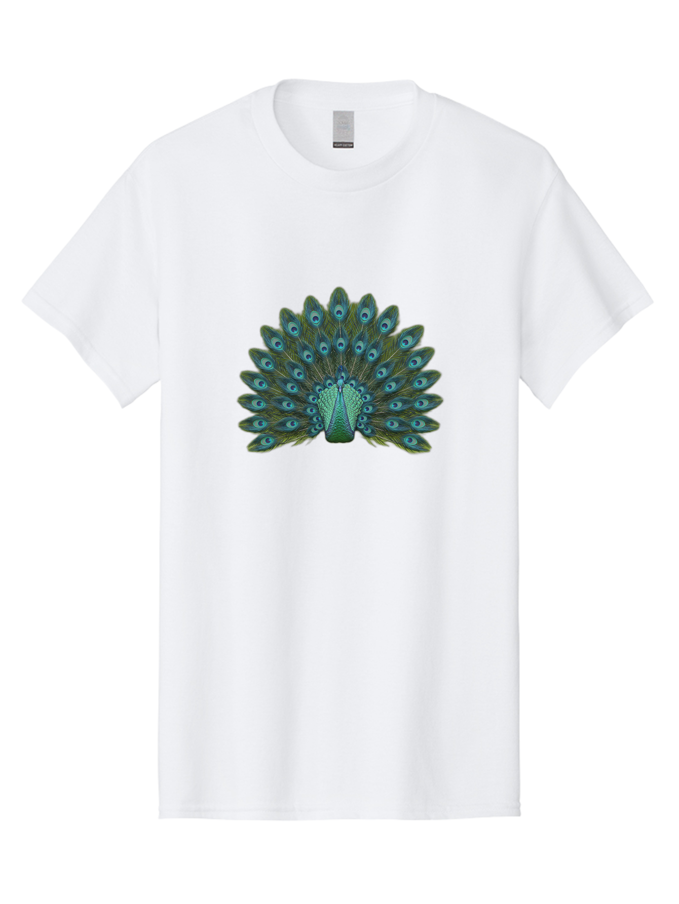 Peacock-Tail-Feathers Men'S Graphic Tee, 100% Cotton, Comfortable Casual Summer Wear, Machine Washable, Peacock Feathers, Blue And Green Plumage, Eye-Catching Display, Vibrant Colors, Intricate Patterns, Majestic Bird, Natural Beauty, Bab133