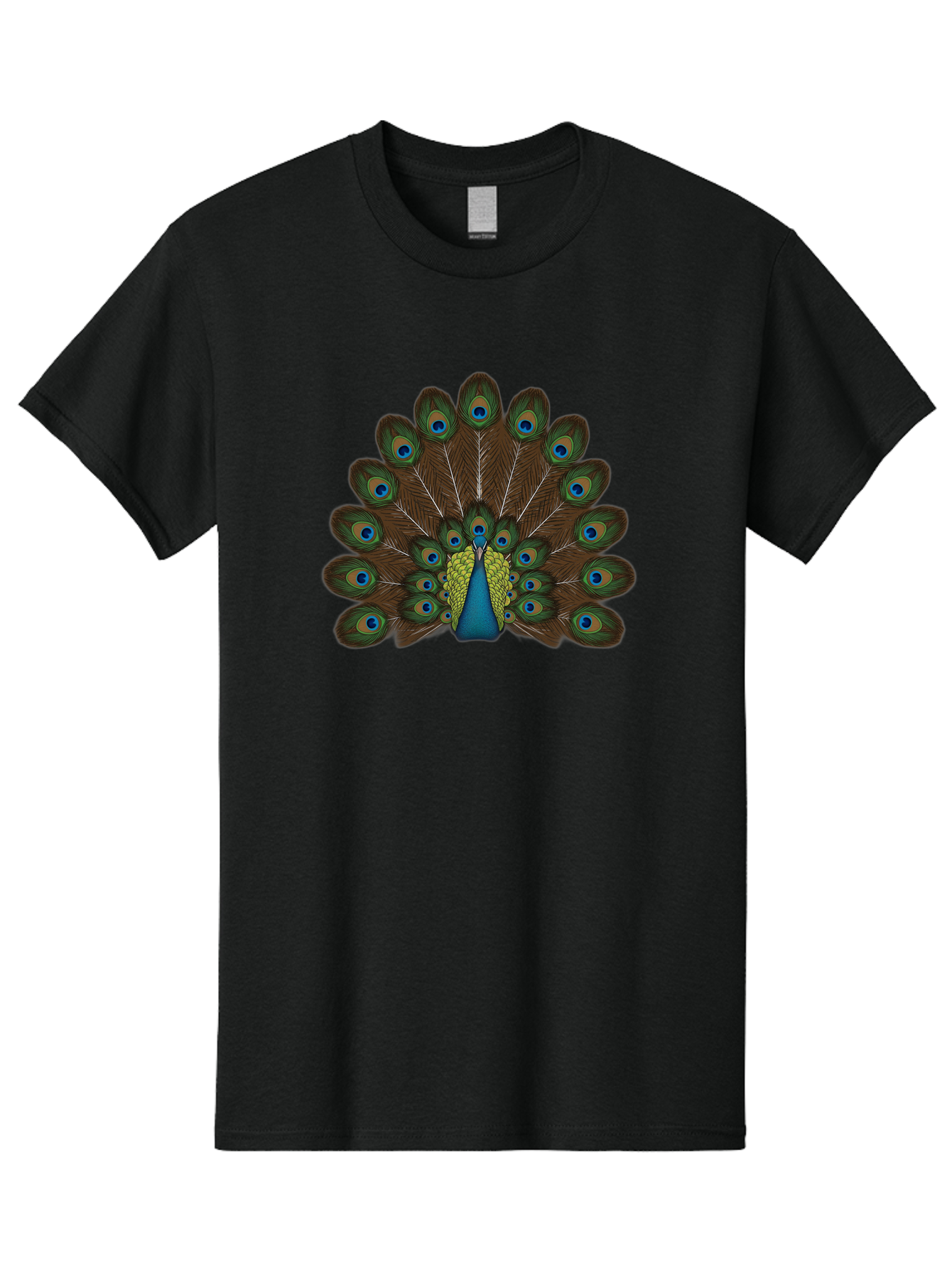 Peacock-Tail Men'S Graphic Tee, 100% Cotton, Comfortable Casual Summer Wear, Machine Washable, Peacock Feathers, Colorful Plumage, Vibrant Blues And Greens, Eye-Catching Display, Intricate Patterns, Majestic Bird, Ornate Decoration, Bab134