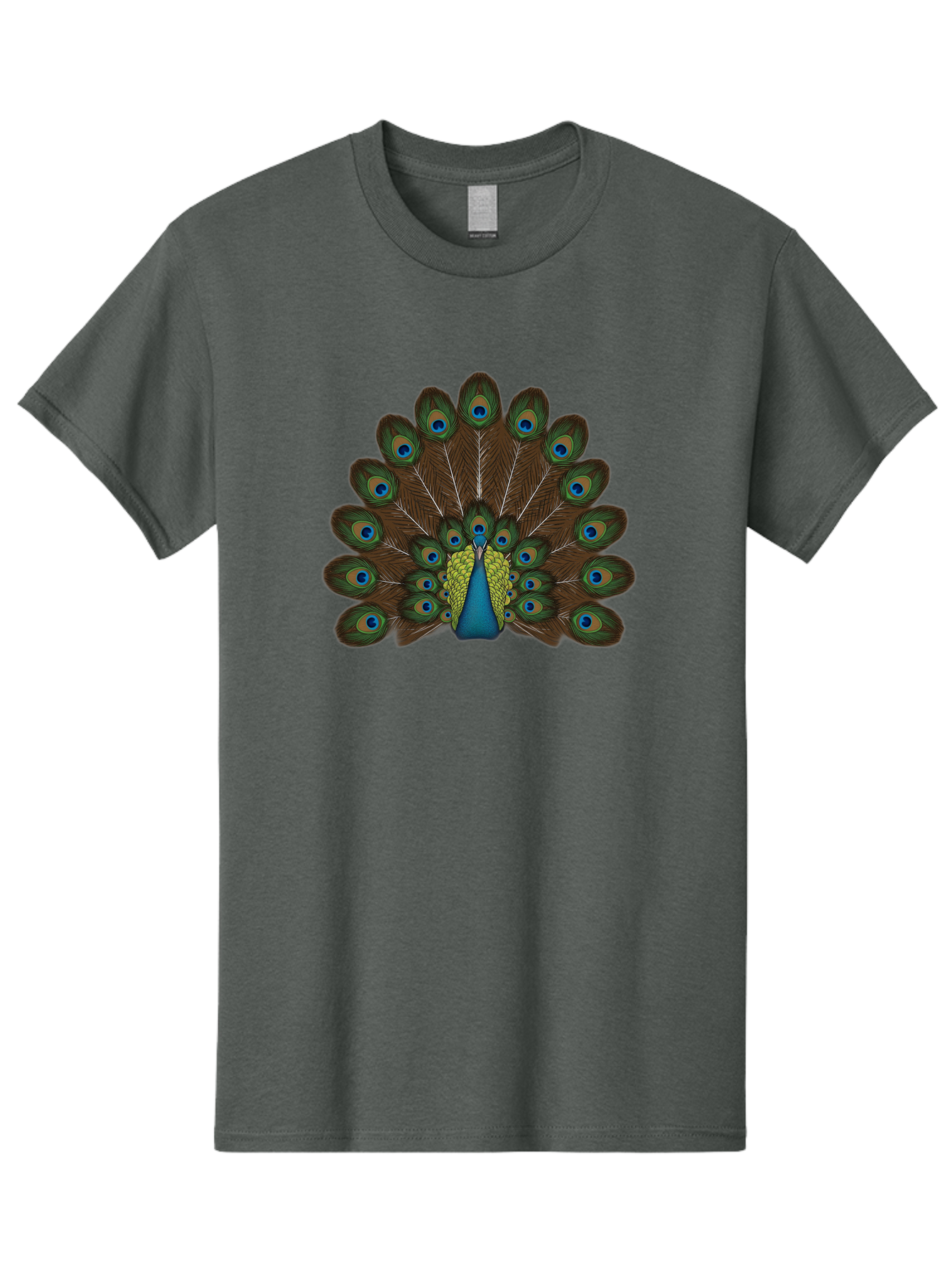 Peacock-Tail Men'S Graphic Tee, 100% Cotton, Comfortable Casual Summer Wear, Machine Washable, Peacock Feathers, Colorful Plumage, Vibrant Blues And Greens, Eye-Catching Display, Intricate Patterns, Majestic Bird, Ornate Decoration, Bab134