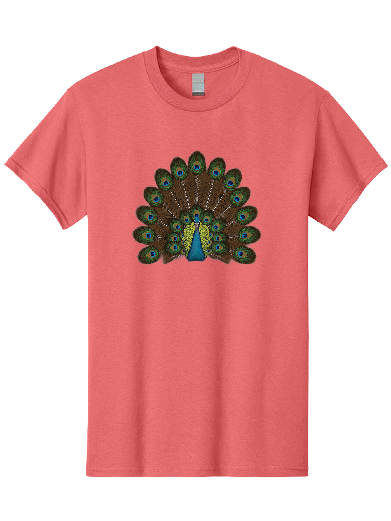 Peacock-Tail Men'S Graphic Tee, 100% Cotton, Comfortable Casual Summer Wear, Machine Washable, Peacock Feathers, Colorful Plumage, Vibrant Blues And Greens, Eye-Catching Display, Intricate Patterns, Majestic Bird, Ornate Decoration, Bab134