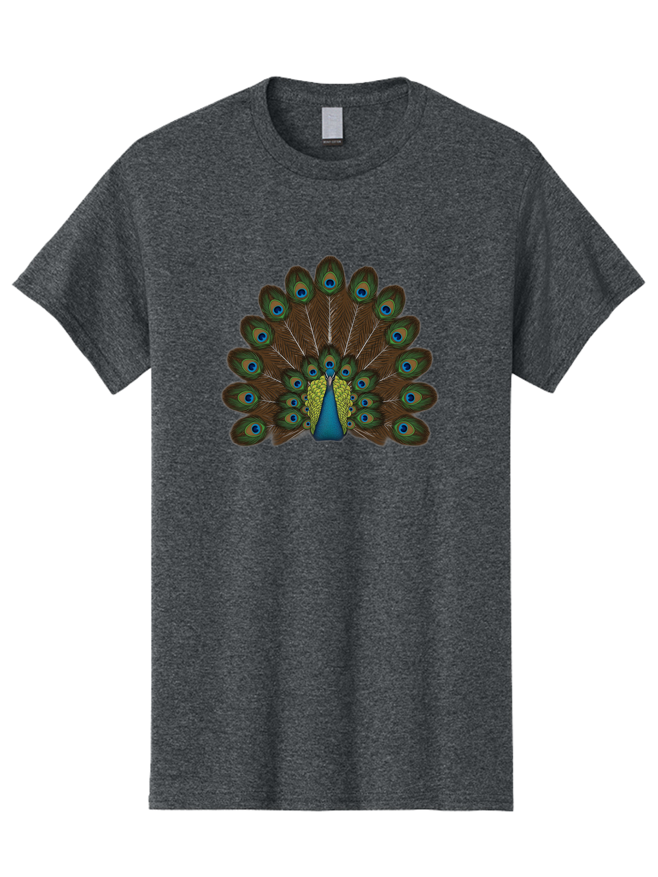 Peacock-Tail Men'S Graphic Tee, 100% Cotton, Comfortable Casual Summer Wear, Machine Washable, Peacock Feathers, Colorful Plumage, Vibrant Blues And Greens, Eye-Catching Display, Intricate Patterns, Majestic Bird, Ornate Decoration, Bab134