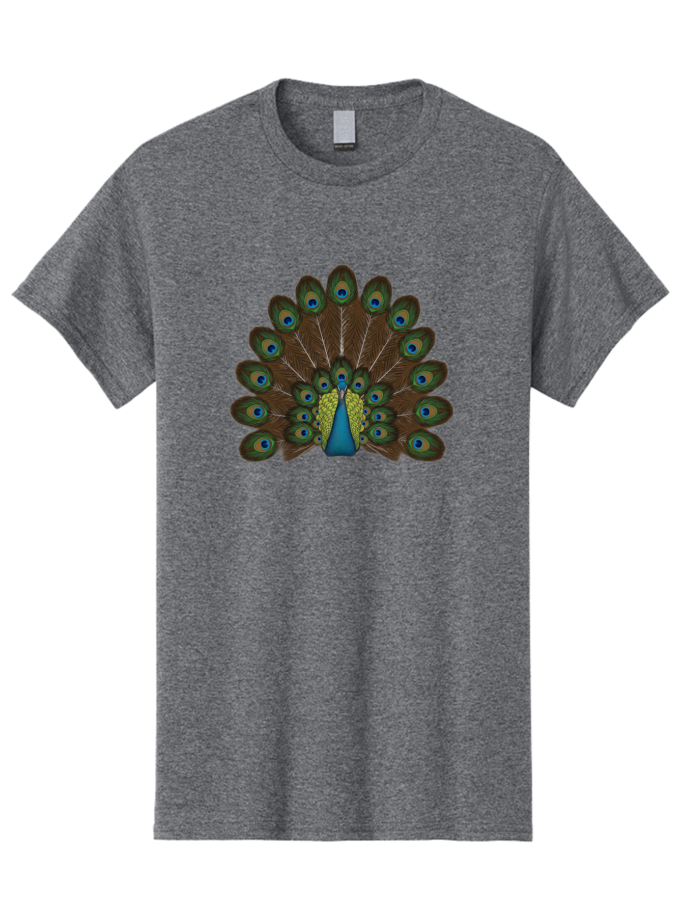 Peacock-Tail Men'S Graphic Tee, 100% Cotton, Comfortable Casual Summer Wear, Machine Washable, Peacock Feathers, Colorful Plumage, Vibrant Blues And Greens, Eye-Catching Display, Intricate Patterns, Majestic Bird, Ornate Decoration, Bab134