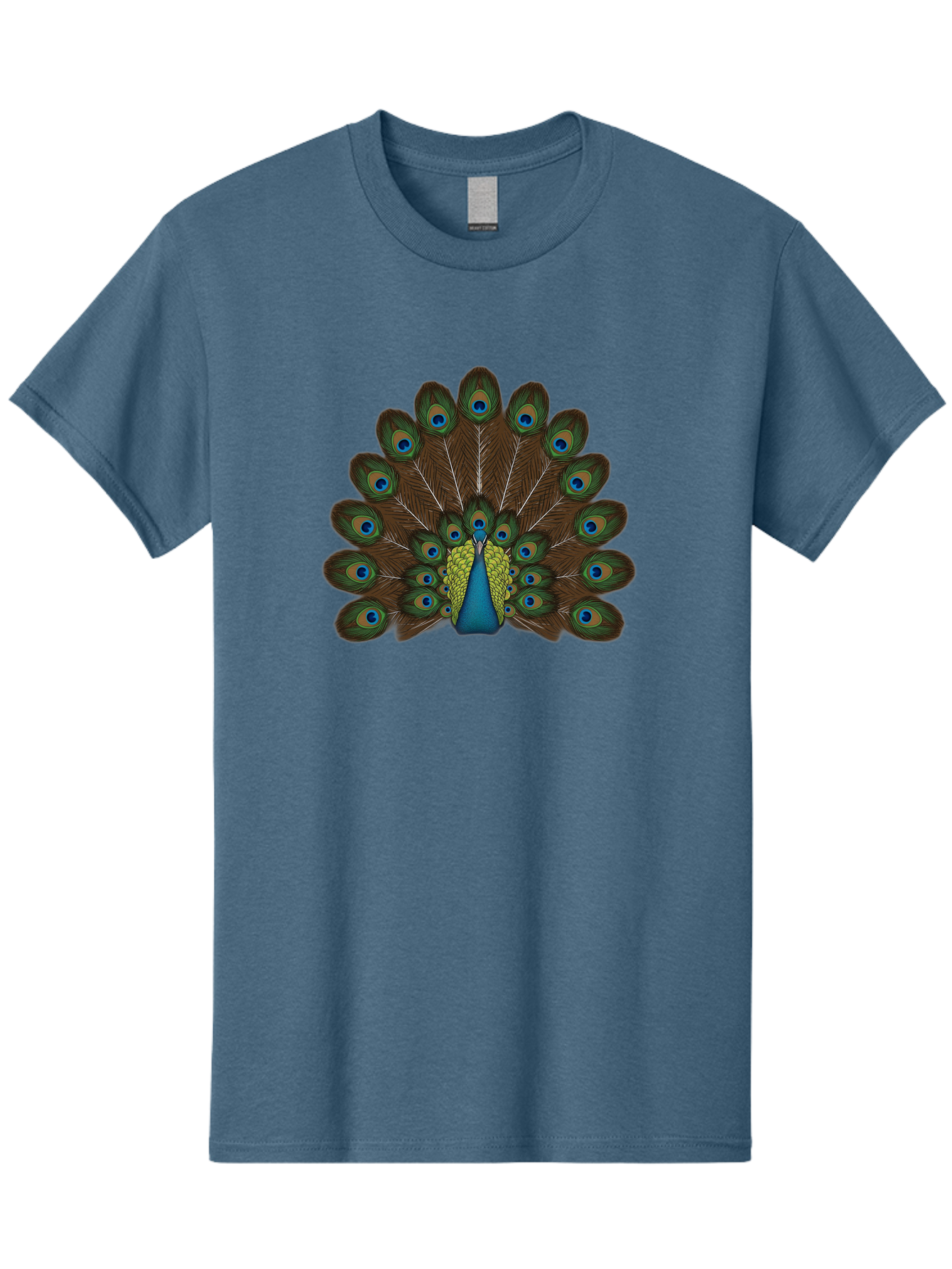 Peacock-Tail Men'S Graphic Tee, 100% Cotton, Comfortable Casual Summer Wear, Machine Washable, Peacock Feathers, Colorful Plumage, Vibrant Blues And Greens, Eye-Catching Display, Intricate Patterns, Majestic Bird, Ornate Decoration, Bab134