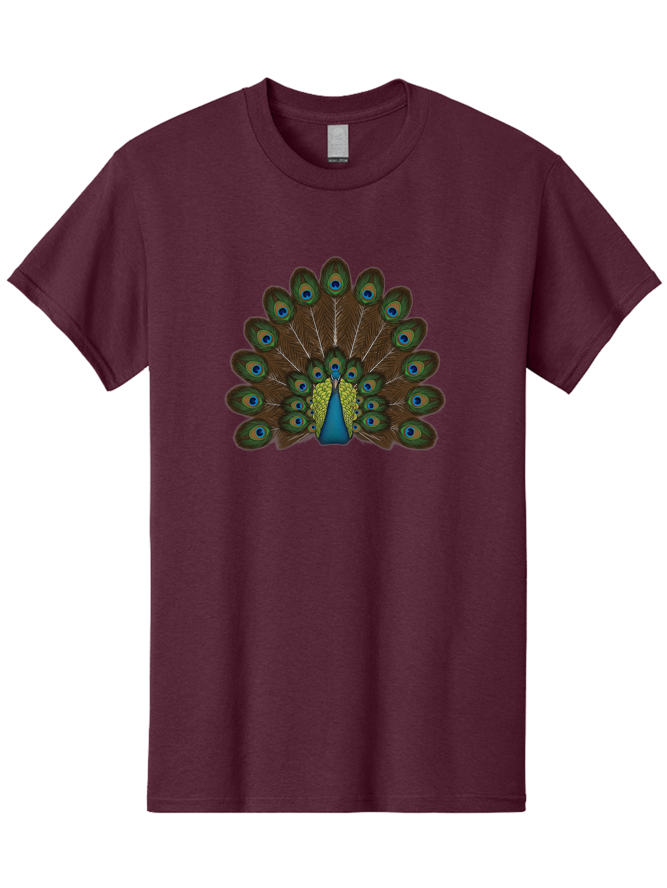Peacock-Tail Men'S Graphic Tee, 100% Cotton, Comfortable Casual Summer Wear, Machine Washable, Peacock Feathers, Colorful Plumage, Vibrant Blues And Greens, Eye-Catching Display, Intricate Patterns, Majestic Bird, Ornate Decoration, Bab134