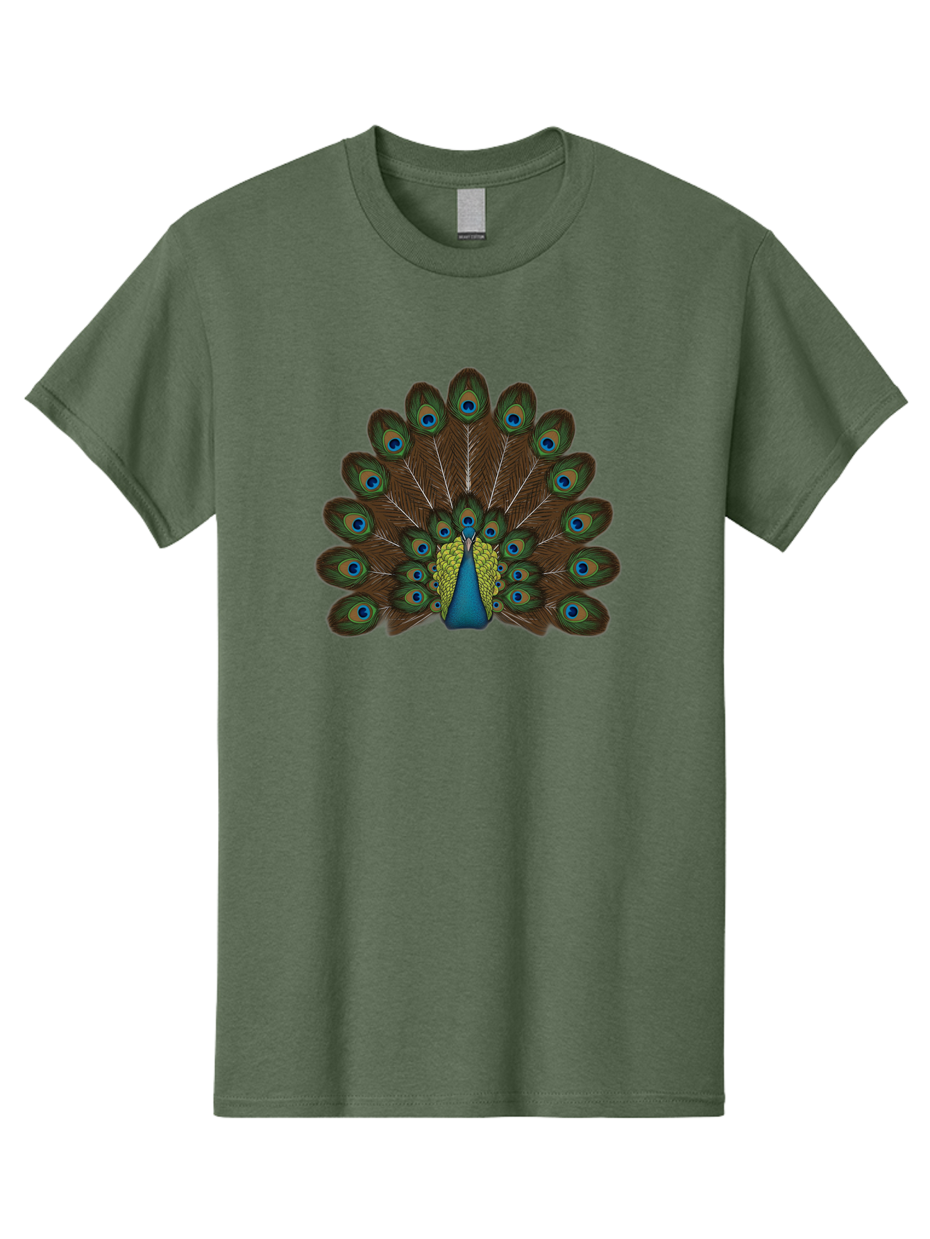 Peacock-Tail Men'S Graphic Tee, 100% Cotton, Comfortable Casual Summer Wear, Machine Washable, Peacock Feathers, Colorful Plumage, Vibrant Blues And Greens, Eye-Catching Display, Intricate Patterns, Majestic Bird, Ornate Decoration, Bab134