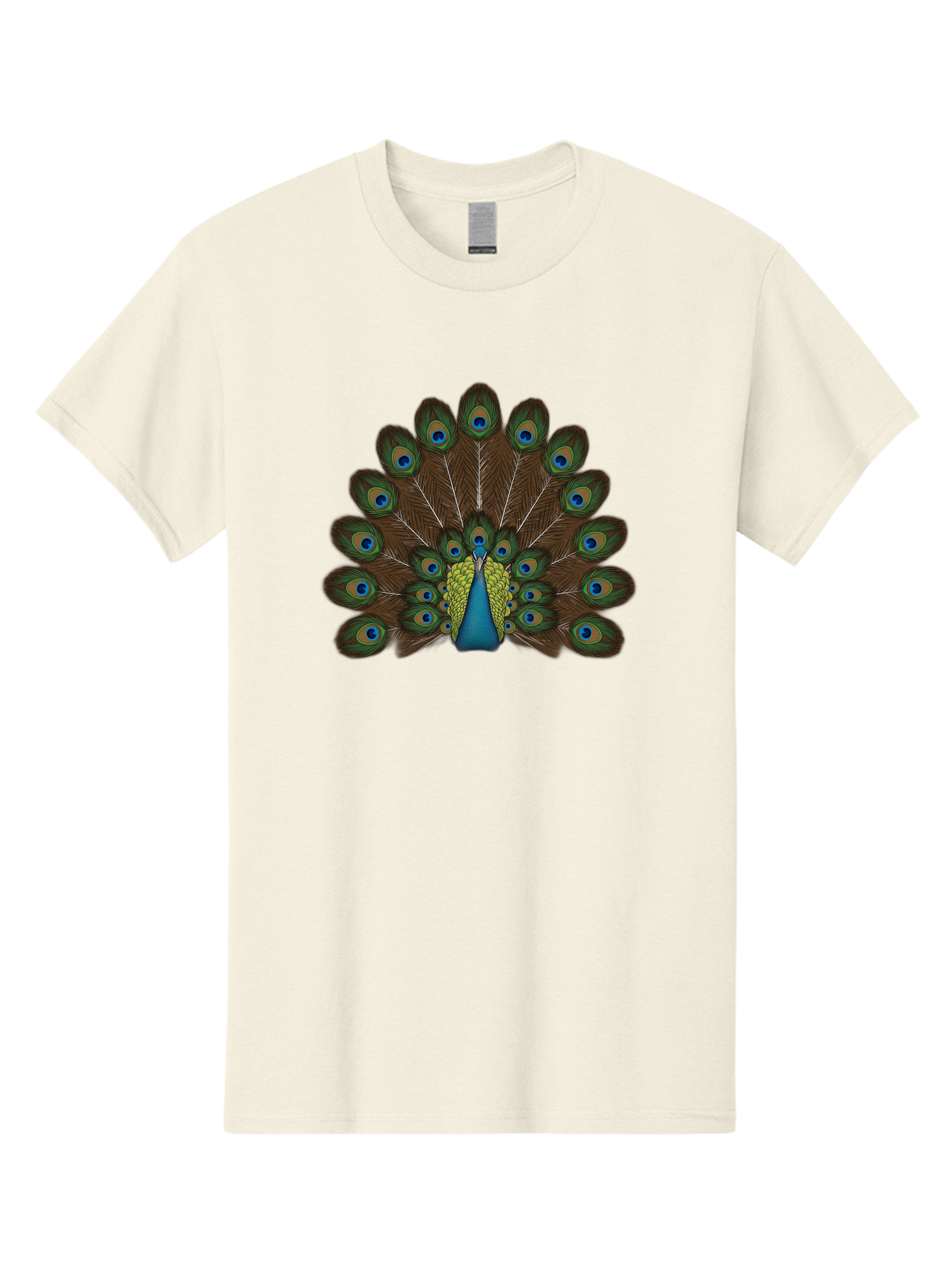 Peacock-Tail Men'S Graphic Tee, 100% Cotton, Comfortable Casual Summer Wear, Machine Washable, Peacock Feathers, Colorful Plumage, Vibrant Blues And Greens, Eye-Catching Display, Intricate Patterns, Majestic Bird, Ornate Decoration, Bab134
