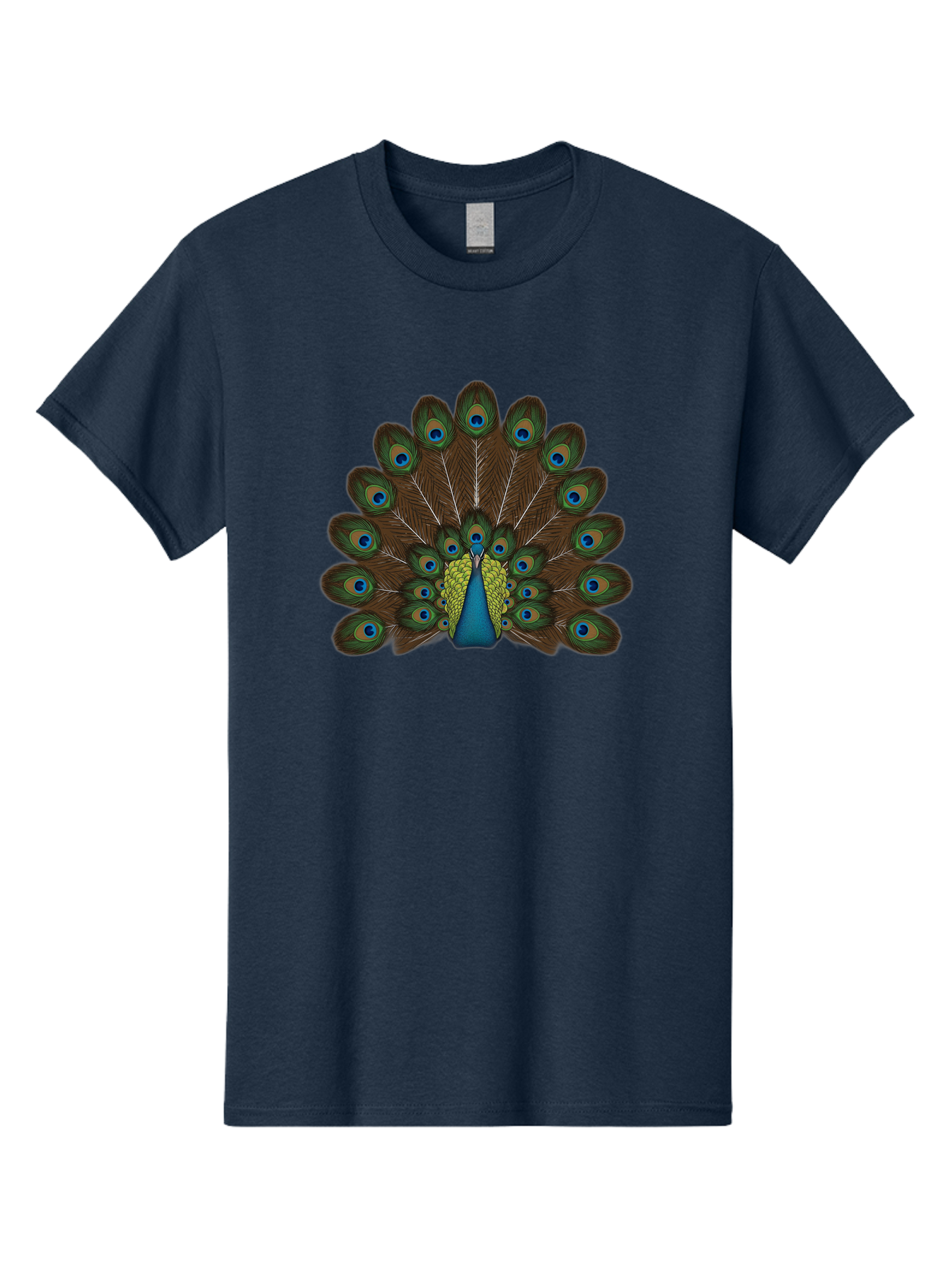 Peacock-Tail Men'S Graphic Tee, 100% Cotton, Comfortable Casual Summer Wear, Machine Washable, Peacock Feathers, Colorful Plumage, Vibrant Blues And Greens, Eye-Catching Display, Intricate Patterns, Majestic Bird, Ornate Decoration, Bab134