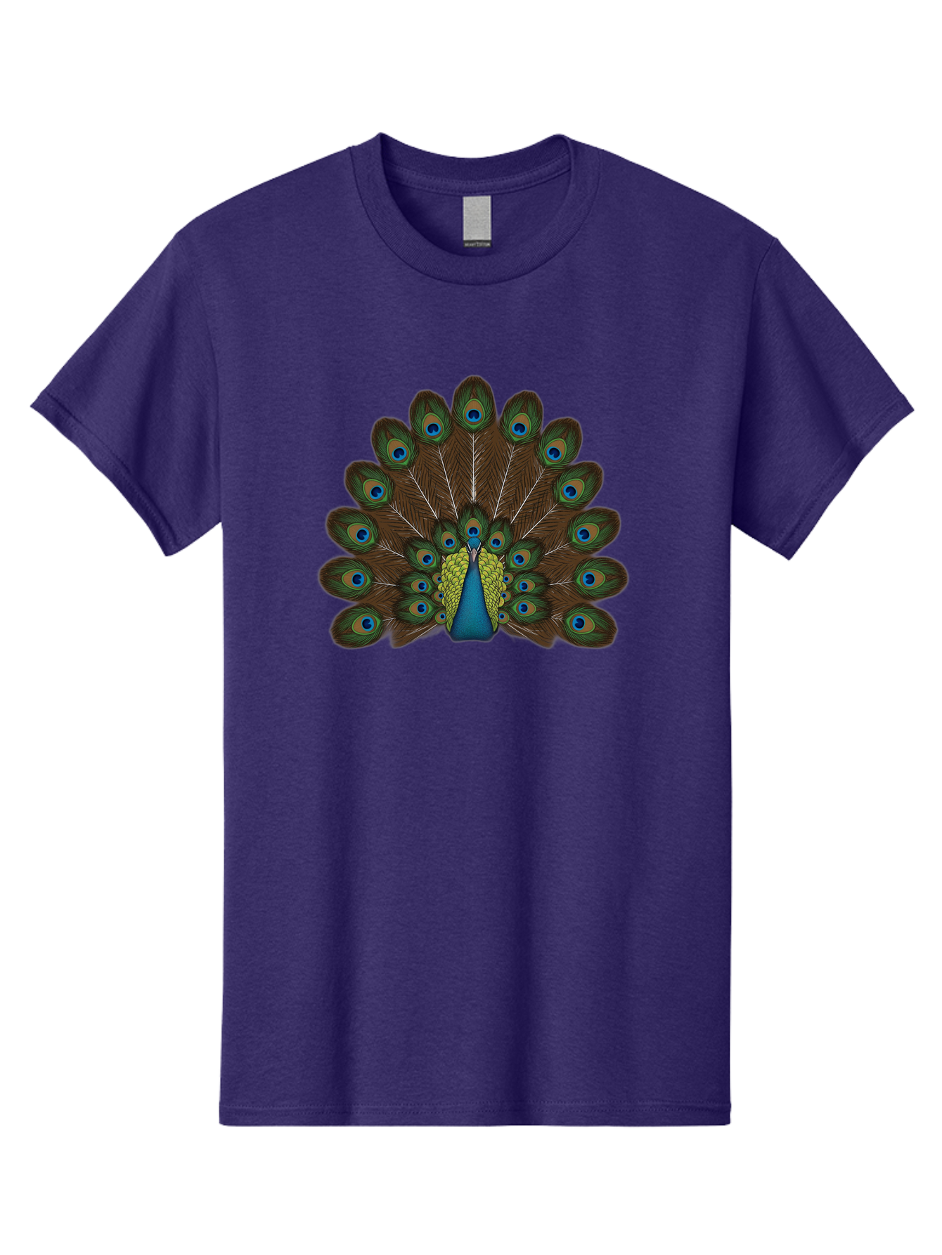 Peacock-Tail Men'S Graphic Tee, 100% Cotton, Comfortable Casual Summer Wear, Machine Washable, Peacock Feathers, Colorful Plumage, Vibrant Blues And Greens, Eye-Catching Display, Intricate Patterns, Majestic Bird, Ornate Decoration, Bab134