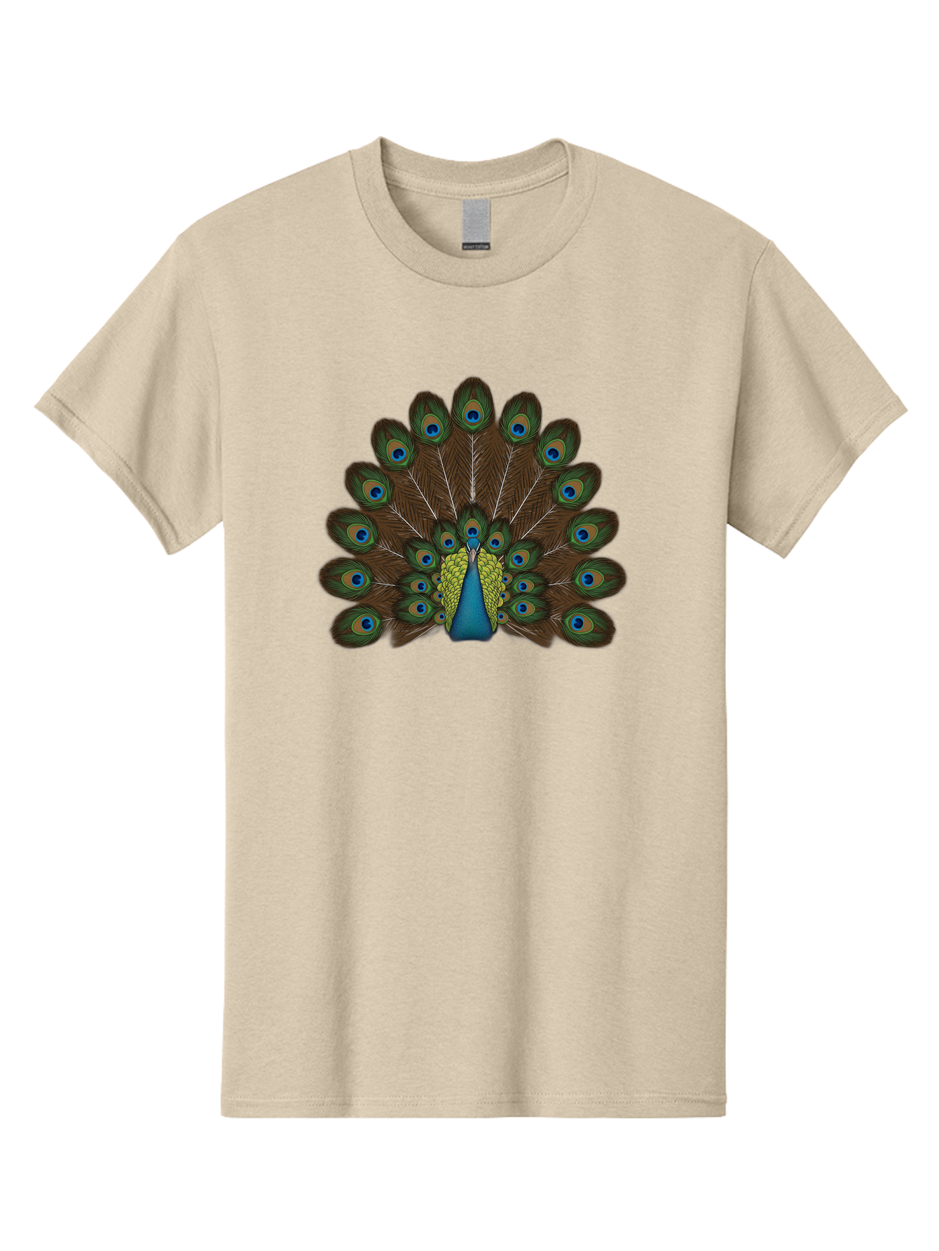 Peacock-Tail Men'S Graphic Tee, 100% Cotton, Comfortable Casual Summer Wear, Machine Washable, Peacock Feathers, Colorful Plumage, Vibrant Blues And Greens, Eye-Catching Display, Intricate Patterns, Majestic Bird, Ornate Decoration, Bab134