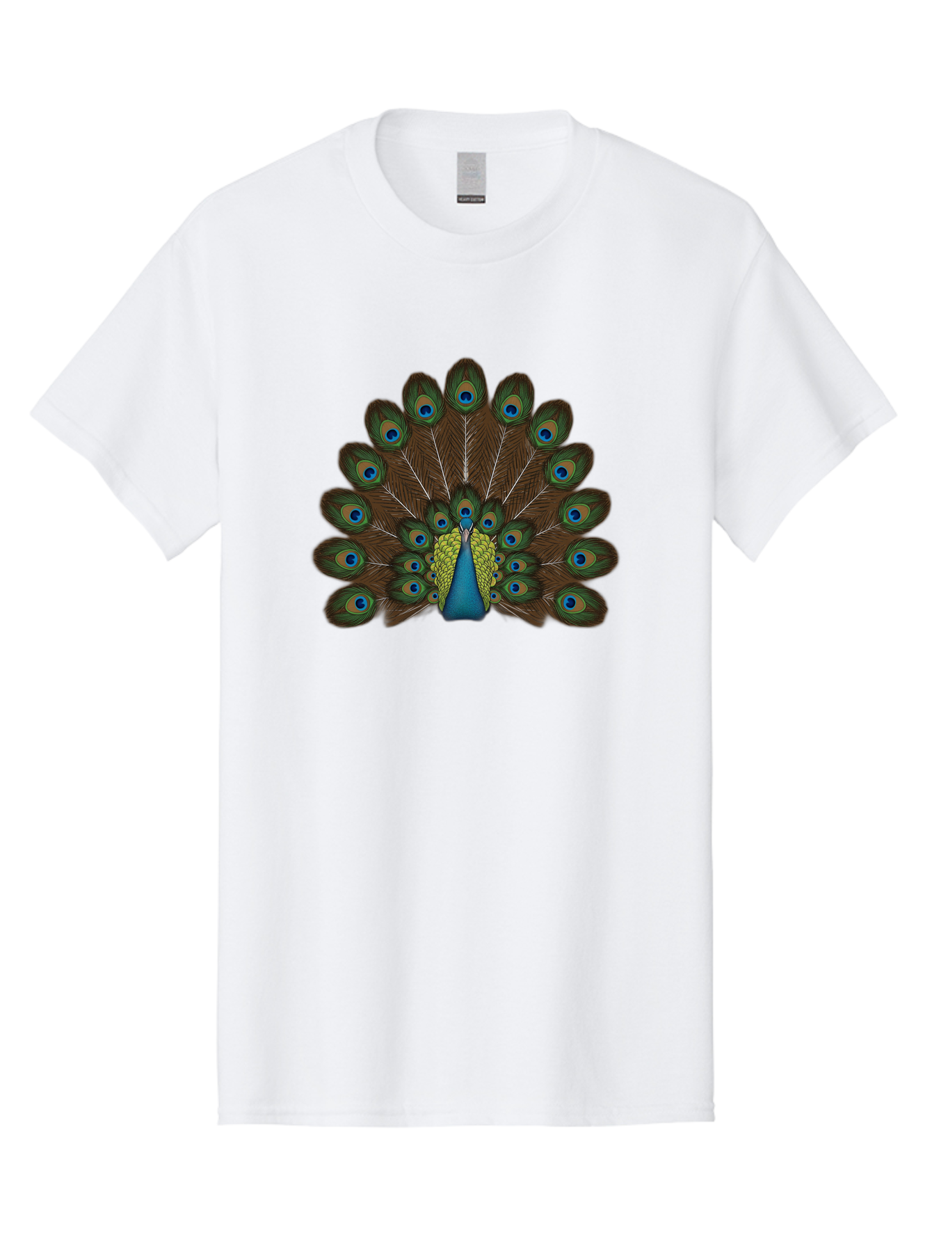 Peacock-Tail Men'S Graphic Tee, 100% Cotton, Comfortable Casual Summer Wear, Machine Washable, Peacock Feathers, Colorful Plumage, Vibrant Blues And Greens, Eye-Catching Display, Intricate Patterns, Majestic Bird, Ornate Decoration, Bab134