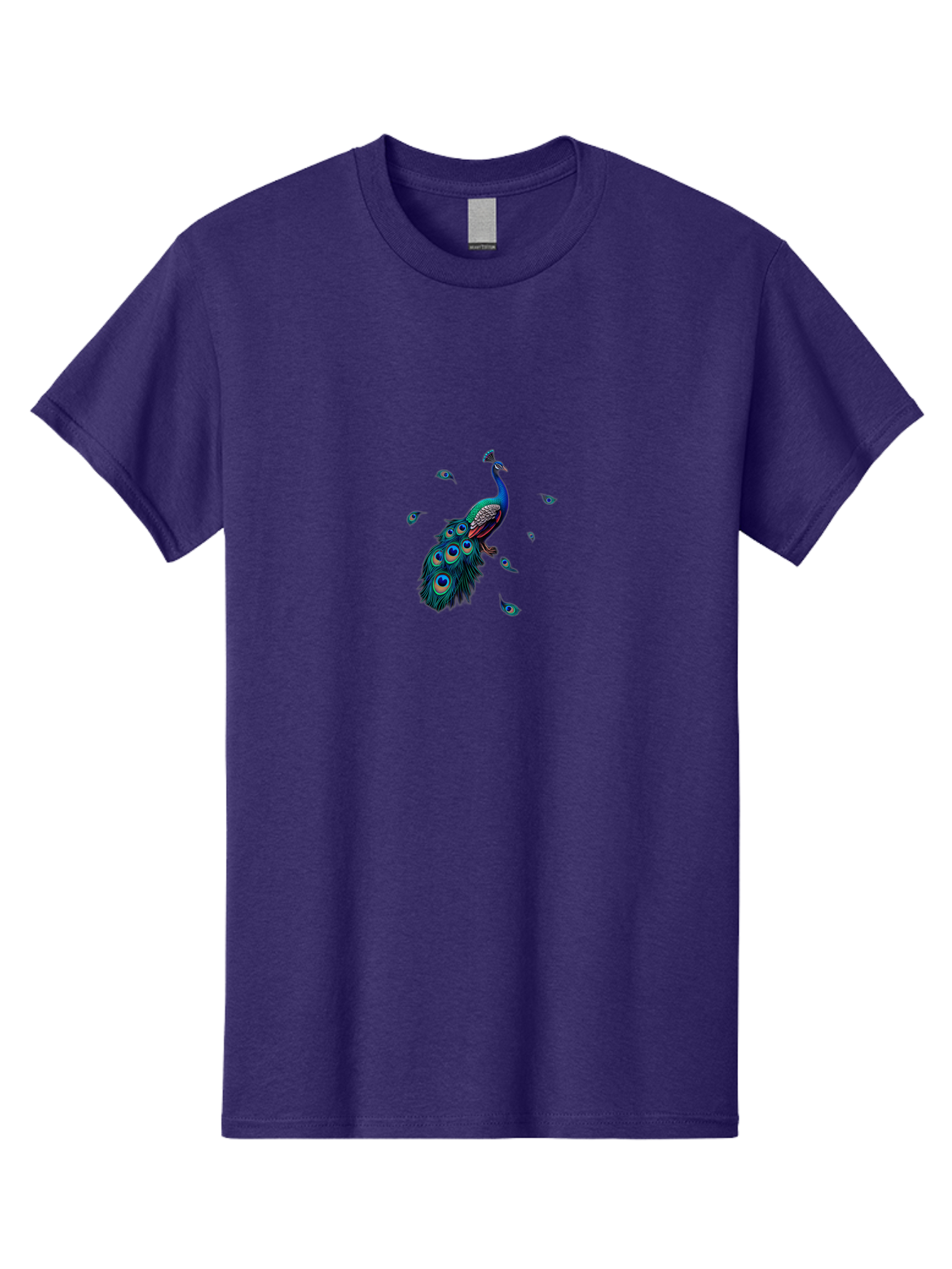 Peacock-With-Falling-Feathers Men'S Graphic Tee, 100% Cotton, Comfortable Casual Summer Wear, Machine Washable, Peacock, Blue Feathers, Vibrant Plumage, Colorful Bird, Majestic Creature, Eye-Catching Display, Blue And Black Feathers, Bab135