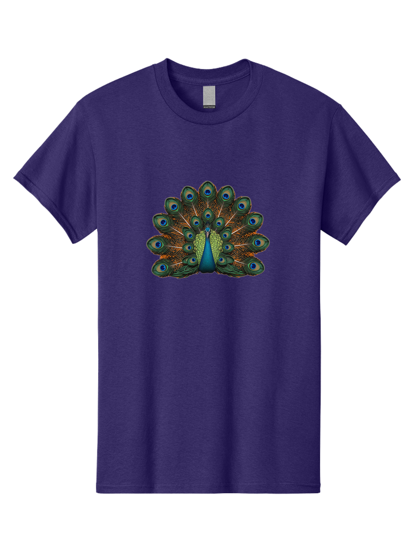 Peacock-With-Tail-Feathers-Spread Men'S Graphic Tee, 100% Cotton, Comfortable Casual Summer Wear, Machine Washable, Peacock, Vibrant Feathers, Blue Eyespots, Green And Gold Plumage, Majestic Bird, Exotic Beauty, Colorful Display, Ornate Tail Bab137