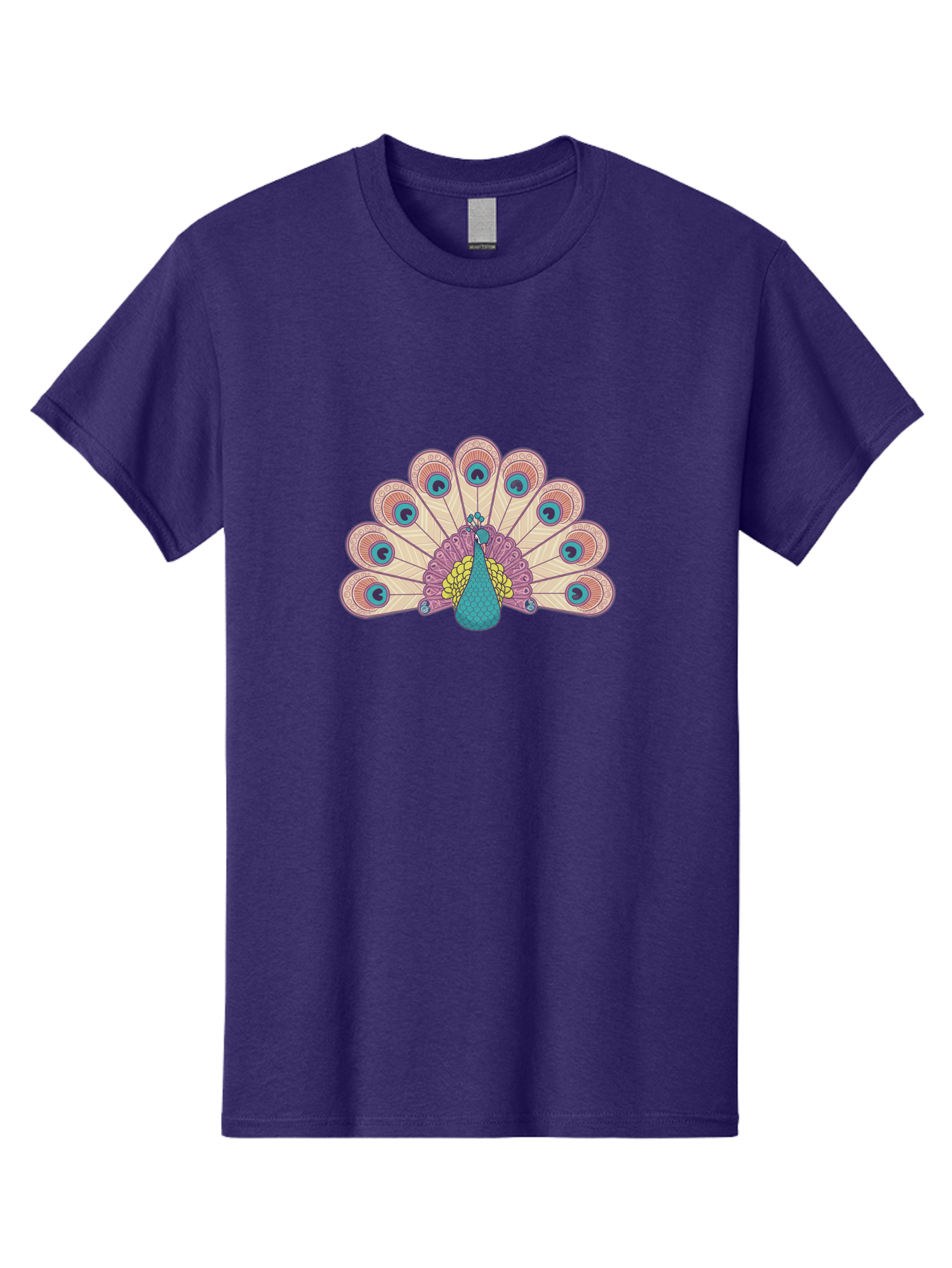 Peacock Men'S Graphic Tee, 100% Cotton, Comfortable Casual Summer Wear, Machine Washable, Peacock Bird, Vibrant Plumage, Colorful Feathers, Intricate Patterns, Majestic Display, Pink, Blue, Yellow Hues, Elegant Bird, Ornate Tail Bab138
