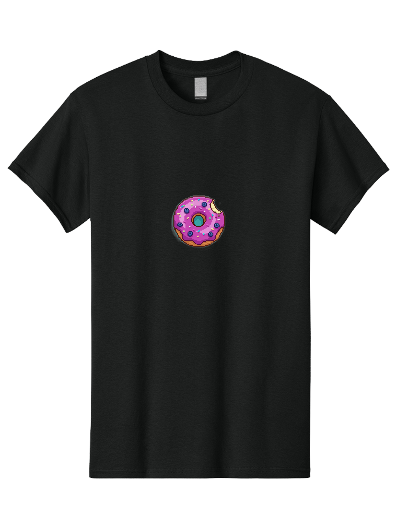 Pink-Donut-5 Men'S Graphic Tee, 100% Cotton, Comfortable Casual Summer Wear, Machine Washable, Frosted Donut, Sweet Treat, Purple Frosting, Colorful Sprinkles, Donut With A Bite, Tasty Dessert, Baked Goods, Donut Lover, Indulgent Snack Bab152