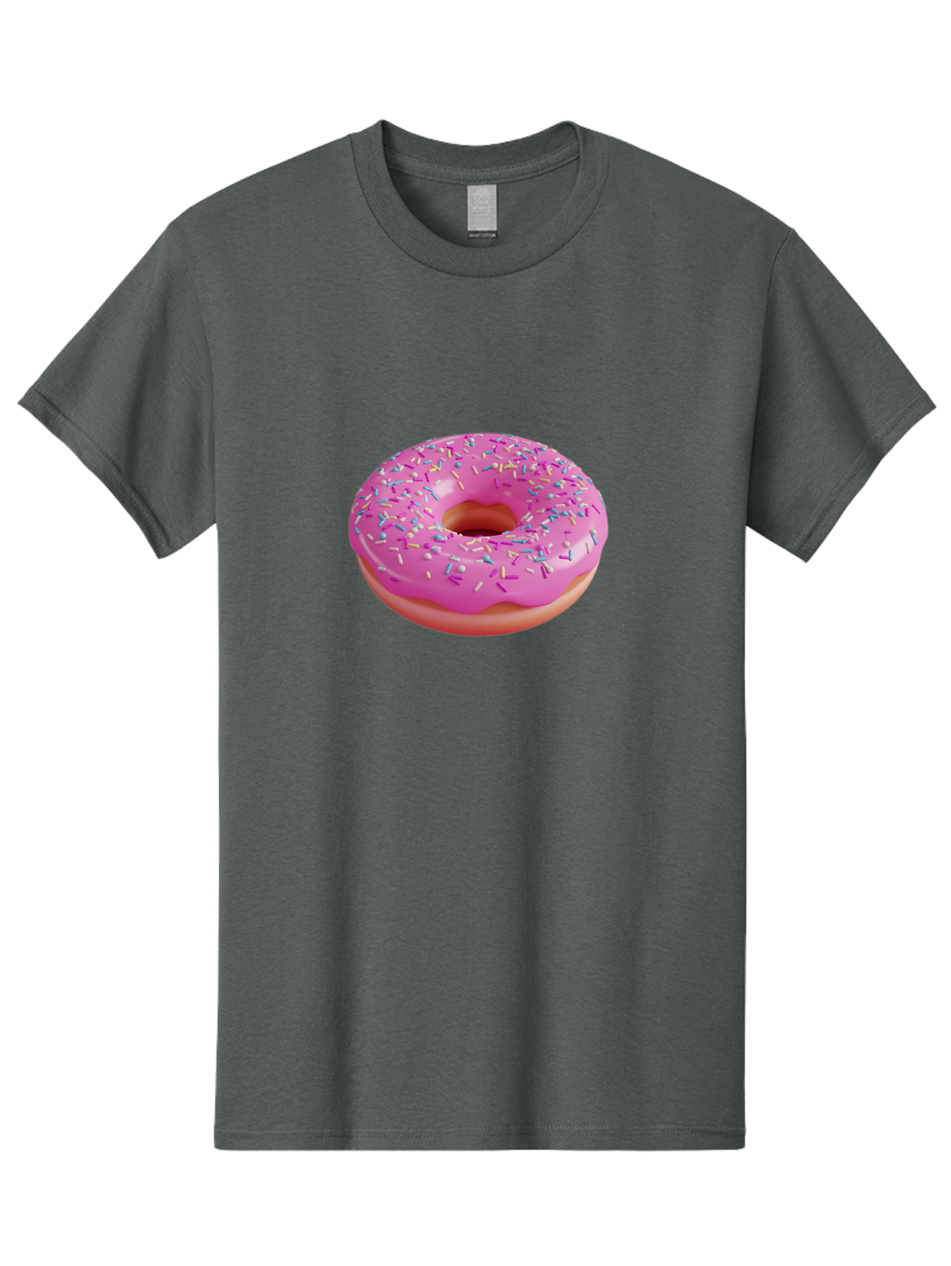 Pink-Donut-With-Sprinkles-1 Men'S Graphic Tee, 100% Cotton, Comfortable Casual Summer Wear, Machine Washable, Donut With Pink Glaze, Colorful Sprinkles, Sweet Treats, Dessert, Baked Goods, Tasty Pastries, Yummy Donut Bab158