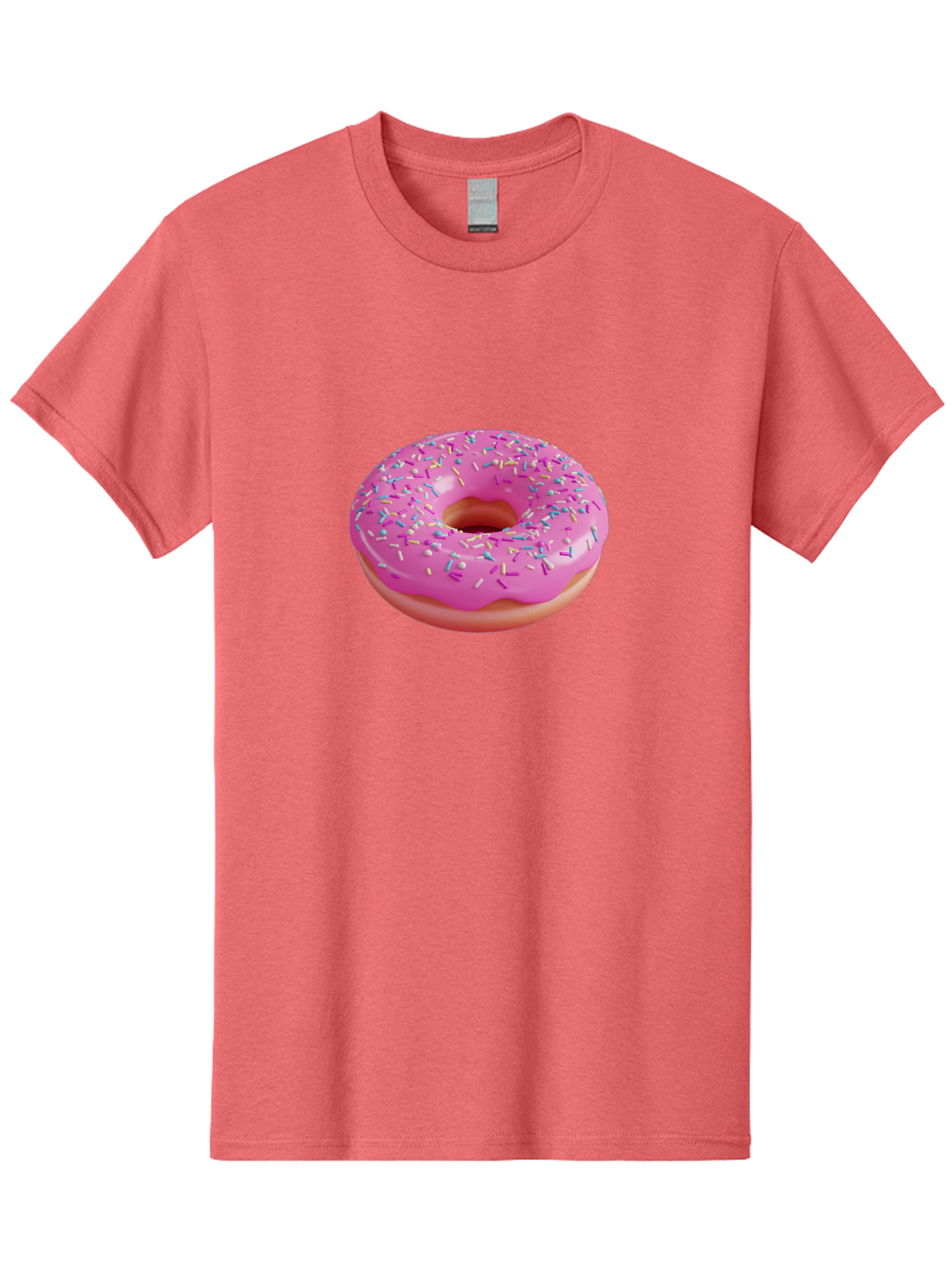 Pink-Donut-With-Sprinkles-1 Men'S Graphic Tee, 100% Cotton, Comfortable Casual Summer Wear, Machine Washable, Donut With Pink Glaze, Colorful Sprinkles, Sweet Treats, Dessert, Baked Goods, Tasty Pastries, Yummy Donut Bab158