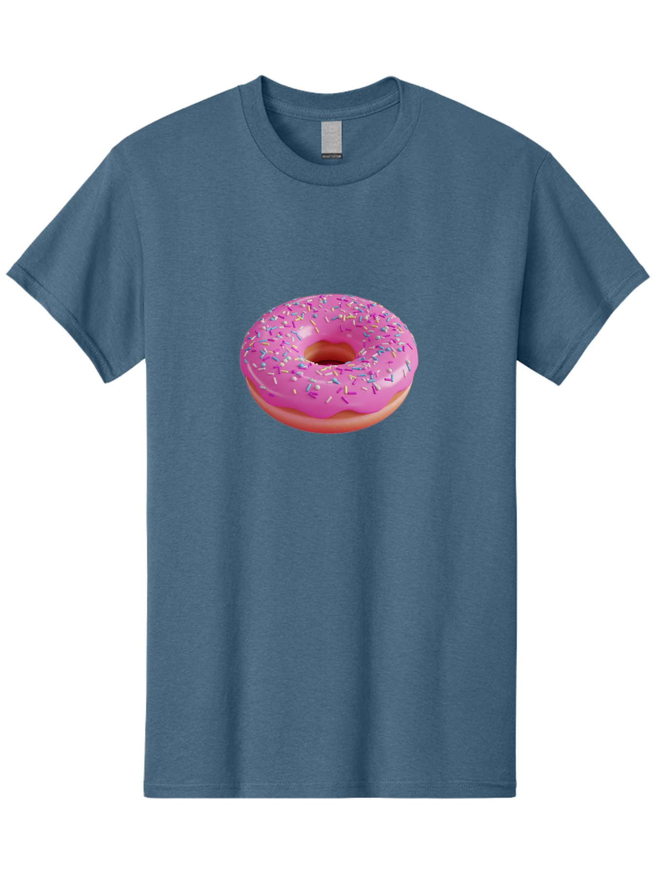 Pink-Donut-With-Sprinkles-1 Men'S Graphic Tee, 100% Cotton, Comfortable Casual Summer Wear, Machine Washable, Donut With Pink Glaze, Colorful Sprinkles, Sweet Treats, Dessert, Baked Goods, Tasty Pastries, Yummy Donut Bab158