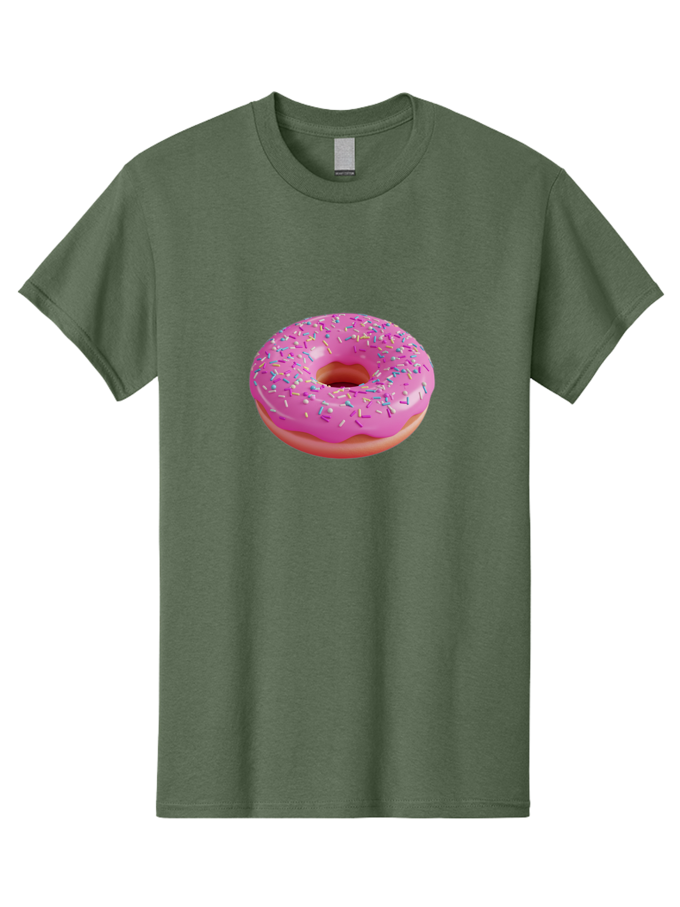 Pink-Donut-With-Sprinkles-1 Men'S Graphic Tee, 100% Cotton, Comfortable Casual Summer Wear, Machine Washable, Donut With Pink Glaze, Colorful Sprinkles, Sweet Treats, Dessert, Baked Goods, Tasty Pastries, Yummy Donut Bab158