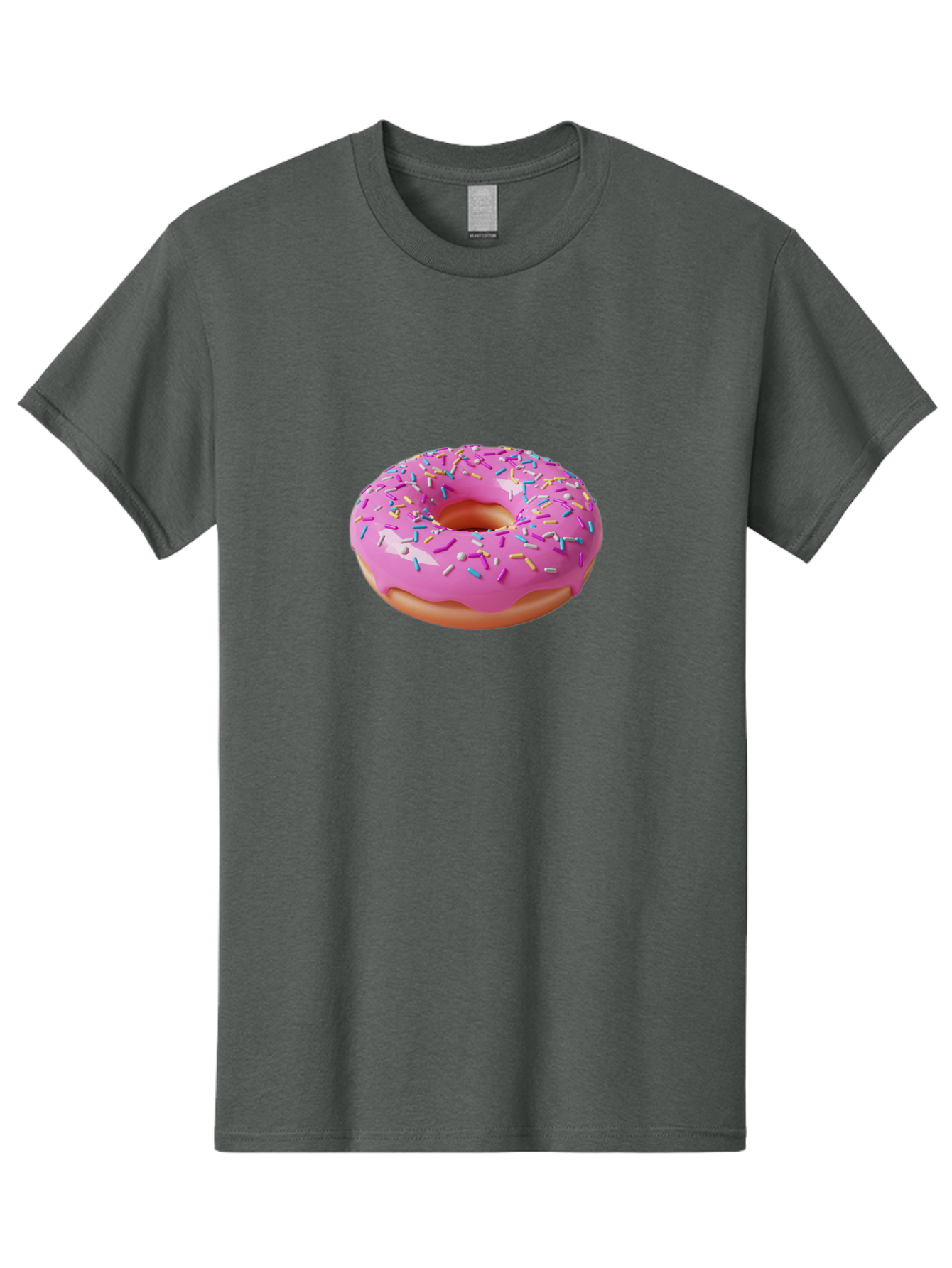 Pink-Donut-With-Sprinkles-2 Men'S Graphic Tee, 100% Cotton, Comfortable Casual Summer Wear, Machine Washable, Pink Frosted Donut, Donut With Sprinkles, Colorful Sprinkles, Sweet Treats, Baked Goods, Dessert, Tasty, 3D Rendering, Digital Art Bab159