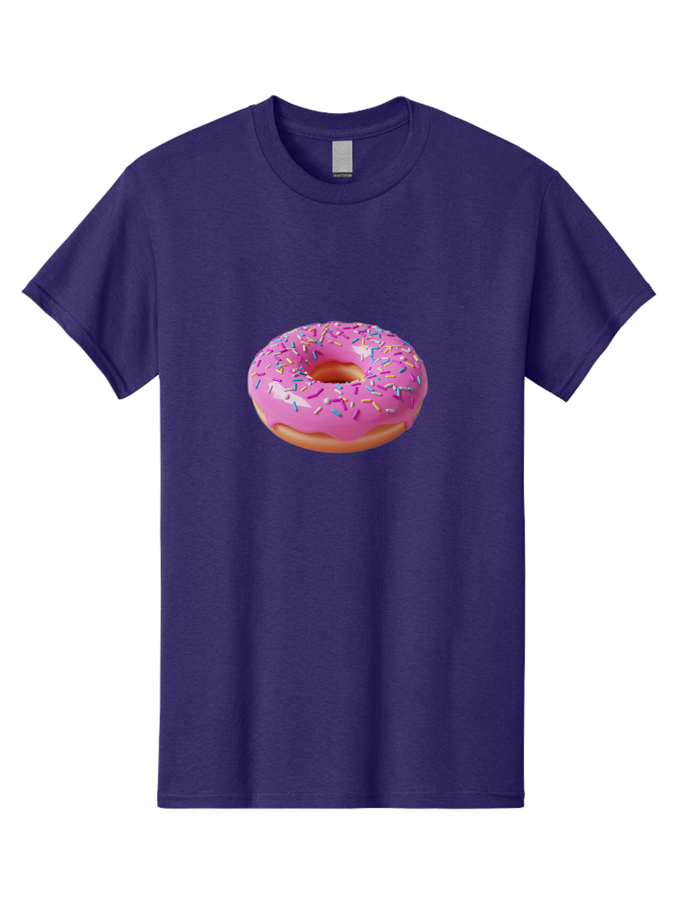 Pink-Donut-With-Sprinkles-2 Men'S Graphic Tee, 100% Cotton, Comfortable Casual Summer Wear, Machine Washable, Pink Frosted Donut, Donut With Sprinkles, Colorful Sprinkles, Sweet Treats, Baked Goods, Dessert, Tasty, 3D Rendering, Digital Art Bab159