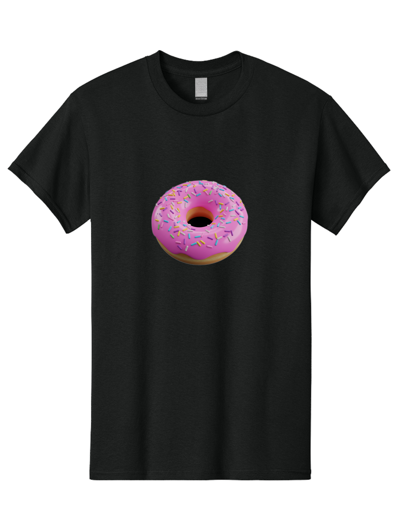 Pink-Donut-With-Sprinkles-3 Men'S Graphic Tee, 100% Cotton, Comfortable Casual Summer Wear, Machine Washable, Pink Donut With Sprinkles, Sweet Treats, Colorful Dessert, Donut With Frosting, Sprinkles On Donut, Dessert Graphics, 3D Donut Image, Bab160