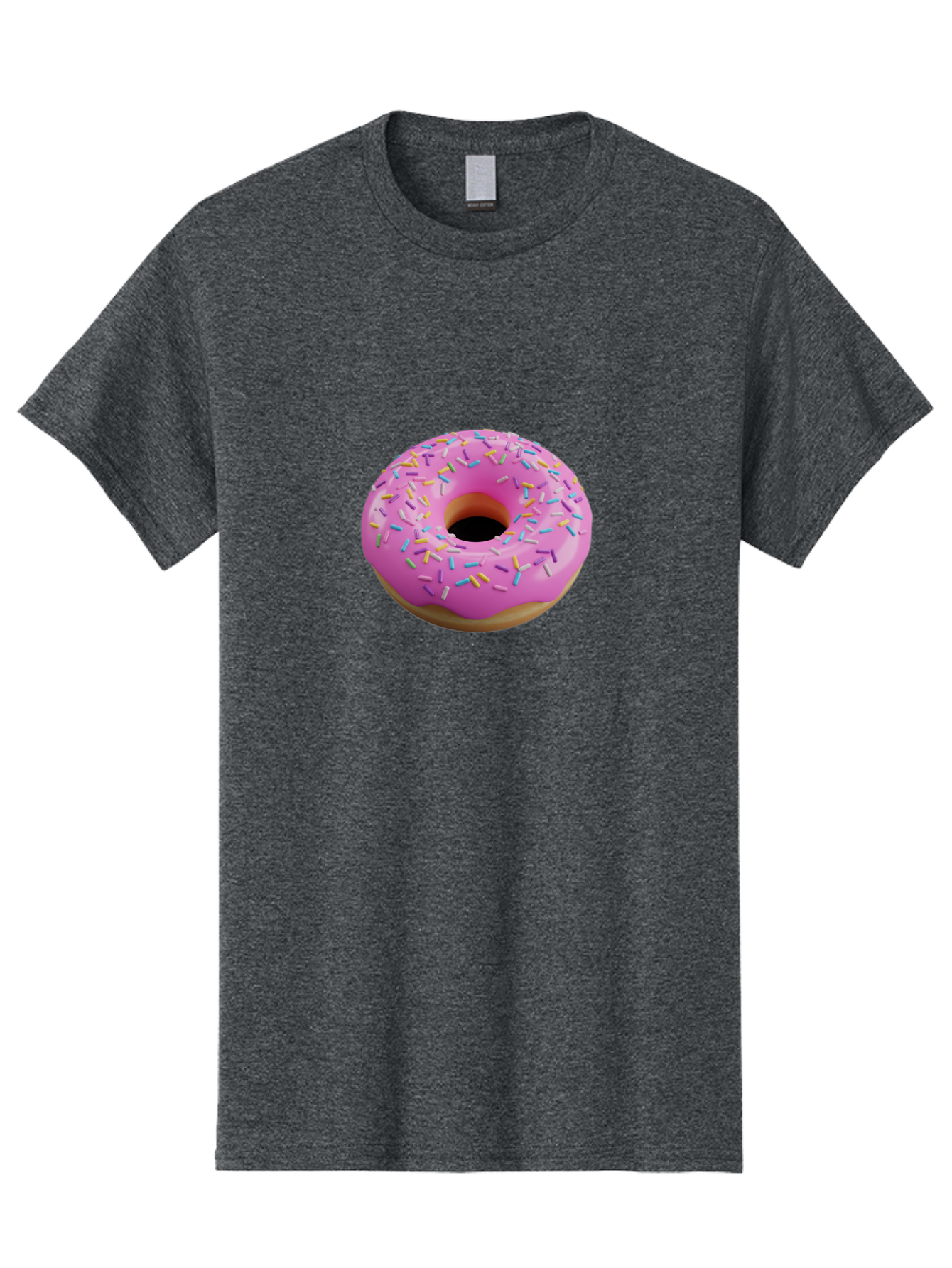 Pink-Donut-With-Sprinkles-3 Men'S Graphic Tee, 100% Cotton, Comfortable Casual Summer Wear, Machine Washable, Pink Donut With Sprinkles, Sweet Treats, Colorful Dessert, Donut With Frosting, Sprinkles On Donut, Dessert Graphics, 3D Donut Image, Bab160