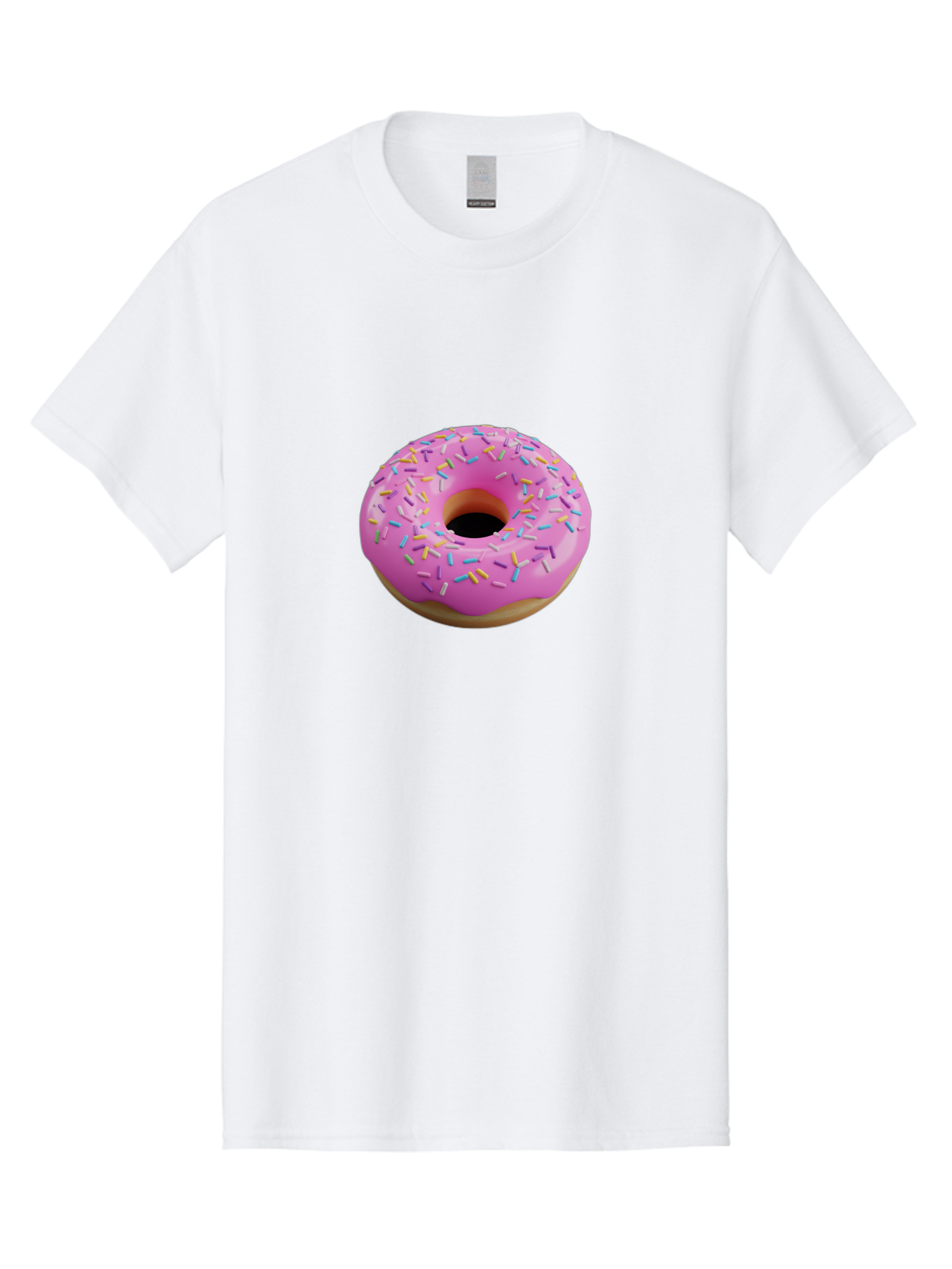 Pink-Donut-With-Sprinkles-3 Men'S Graphic Tee, 100% Cotton, Comfortable Casual Summer Wear, Machine Washable, Pink Donut With Sprinkles, Sweet Treats, Colorful Dessert, Donut With Frosting, Sprinkles On Donut, Dessert Graphics, 3D Donut Image, Bab160