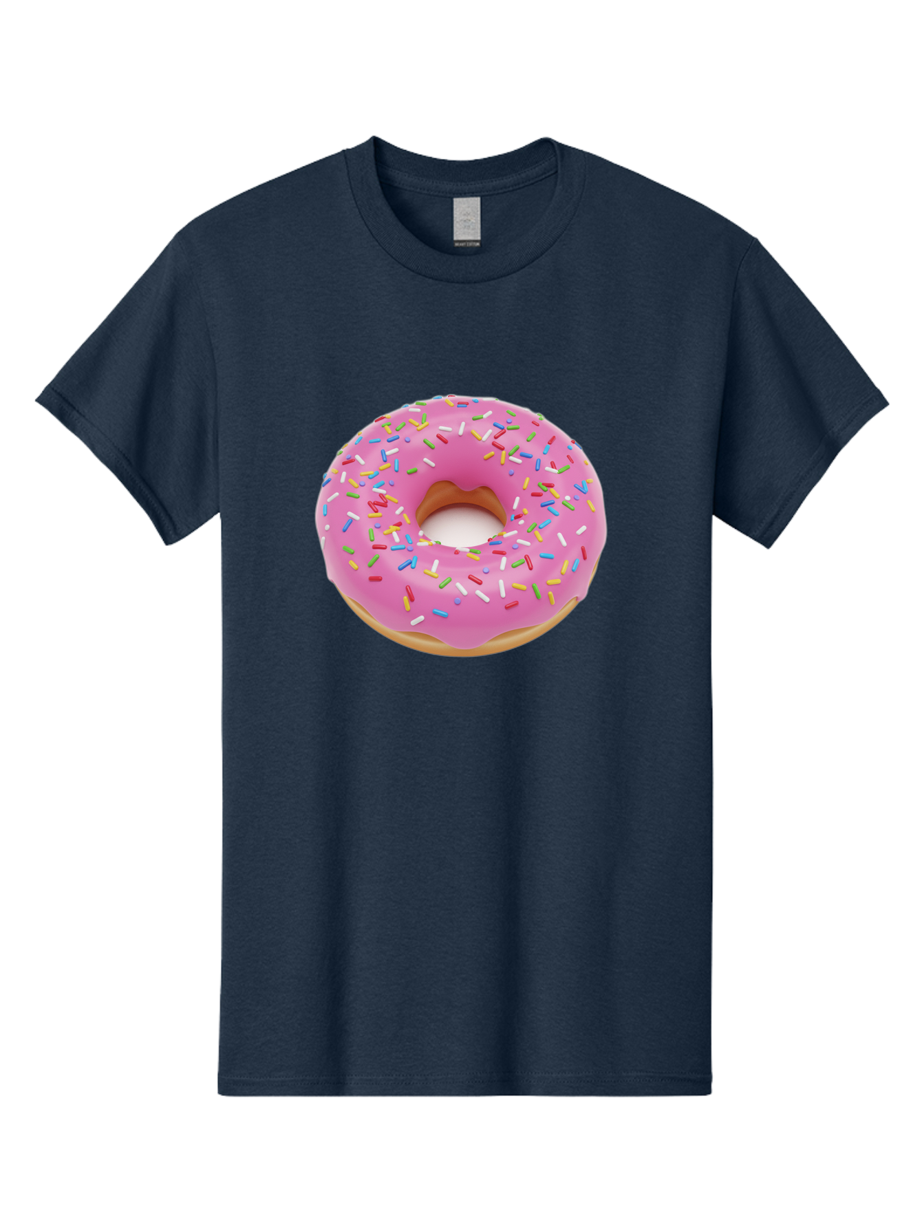 Pink-Donut-With-Sprinkles Men'S Graphic Tee, 100% Cotton, Comfortable Casual Summer Wear, Machine Washable, Pink Frosted Donut, Colorful Sprinkles, Sweet Treats, Baked Goods, Dessert, Tasty, Doughnut, Sprinkles, Sweet Tooth, Colorful Dessert Bab161
