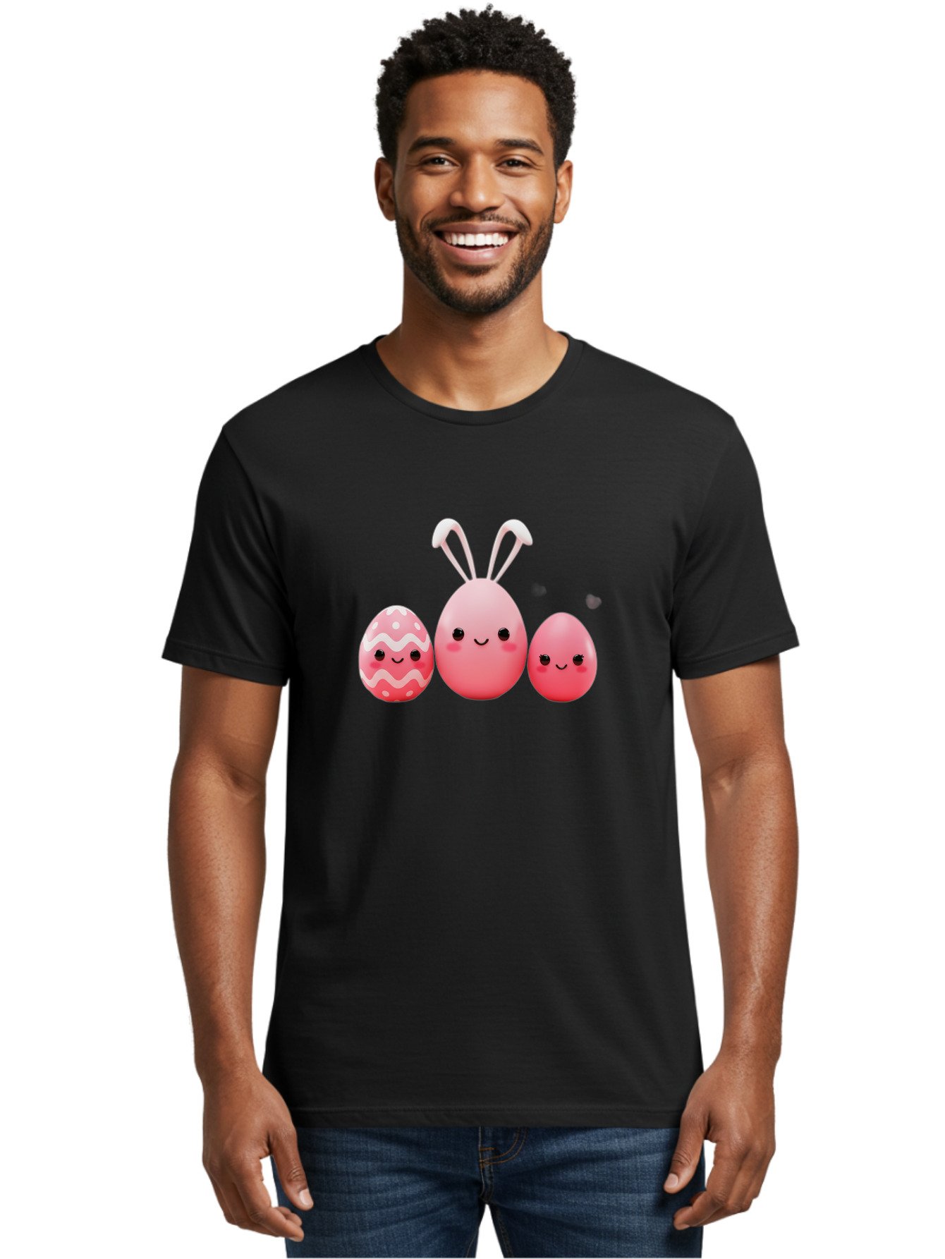 Pink-Easter-Eggs Men'S Graphic Tee, 100% Cotton, Comfortable Casual Summer Wear, Machine Washable, Pink Easter Eggs, Cute Easter Eggs, Easter Egg Hunt, Adorable Eggs, Egg Characters, Easter Bunny, Happy Easter, Funny Easter Eggs, Bab163