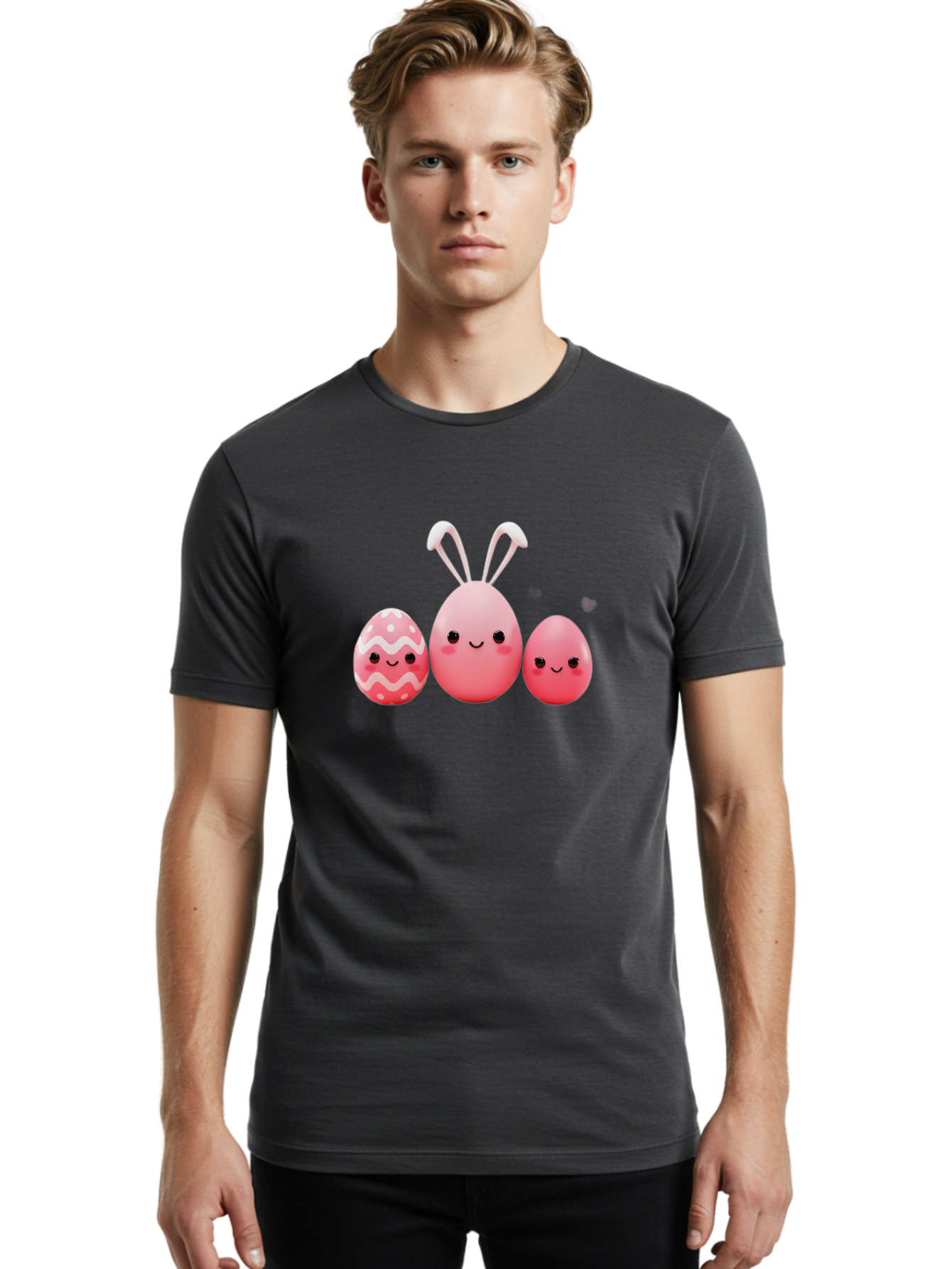 Pink-Easter-Eggs Men'S Graphic Tee, 100% Cotton, Comfortable Casual Summer Wear, Machine Washable, Pink Easter Eggs, Cute Easter Eggs, Easter Egg Hunt, Adorable Eggs, Egg Characters, Easter Bunny, Happy Easter, Funny Easter Eggs, Bab163