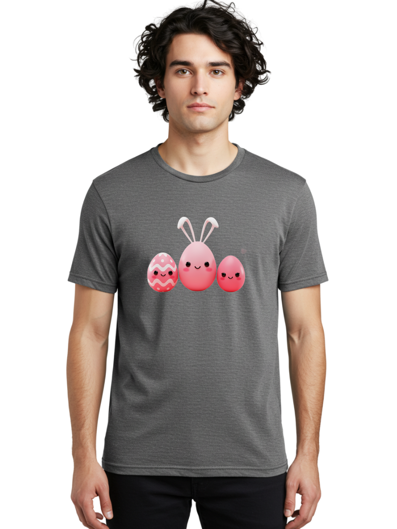 Pink-Easter-Eggs Men'S Graphic Tee, 100% Cotton, Comfortable Casual Summer Wear, Machine Washable, Pink Easter Eggs, Cute Easter Eggs, Easter Egg Hunt, Adorable Eggs, Egg Characters, Easter Bunny, Happy Easter, Funny Easter Eggs, Bab163