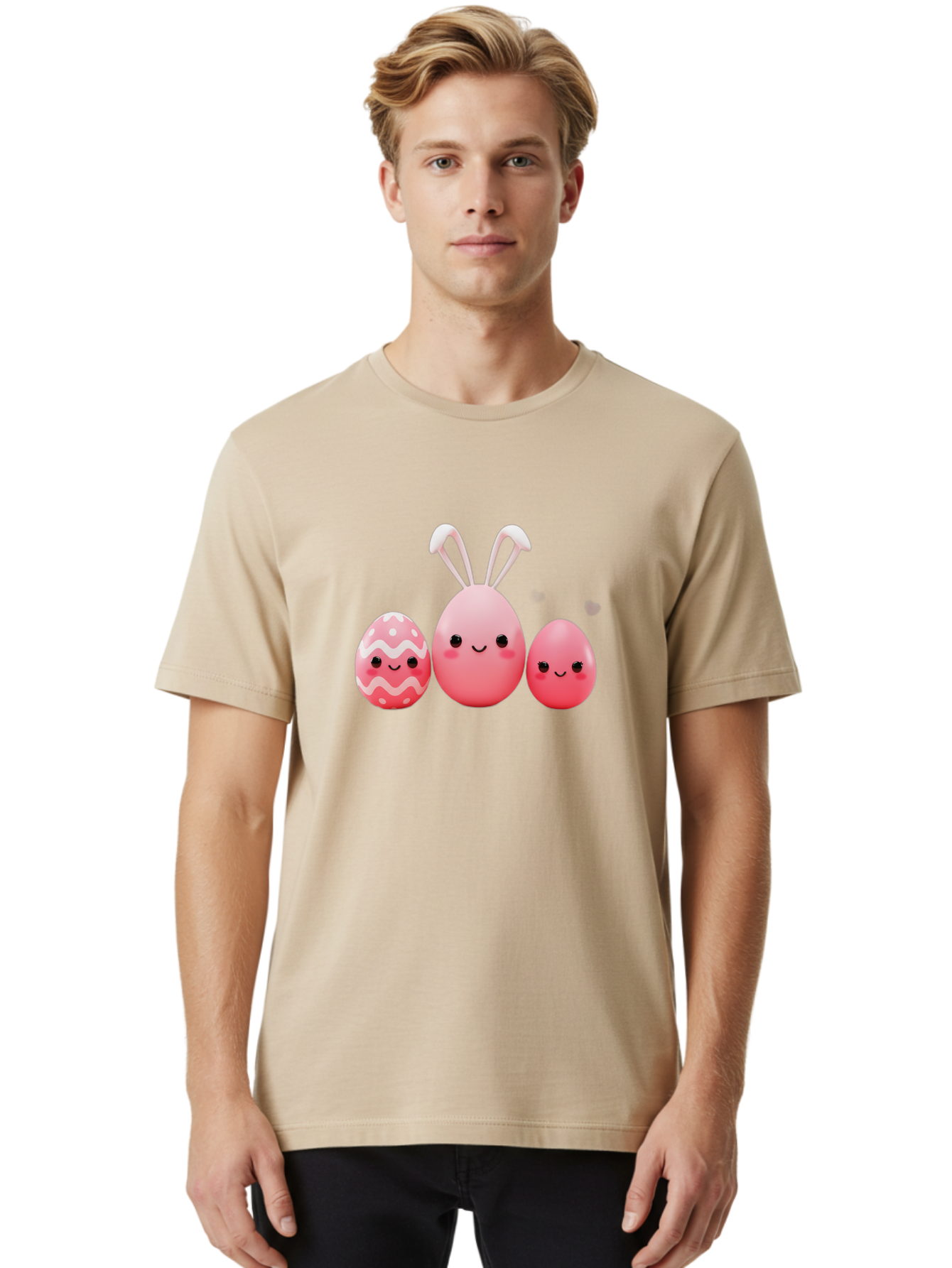 Pink-Easter-Eggs Men'S Graphic Tee, 100% Cotton, Comfortable Casual Summer Wear, Machine Washable, Pink Easter Eggs, Cute Easter Eggs, Easter Egg Hunt, Adorable Eggs, Egg Characters, Easter Bunny, Happy Easter, Funny Easter Eggs, Bab163