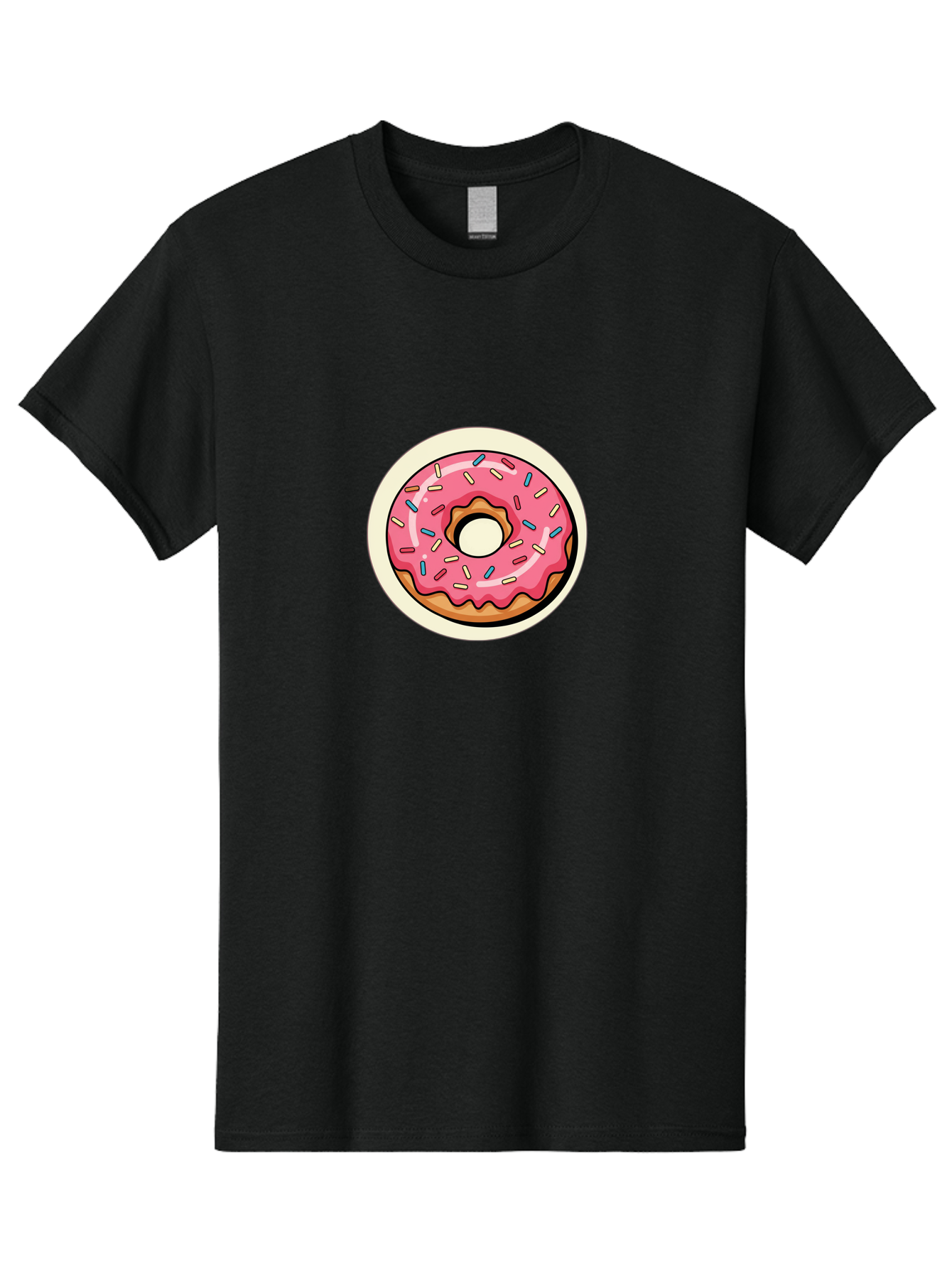 Pink-Frosted-Donut-1 Men'S Graphic Tee, 100% Cotton, Comfortable Casual Summer Wear, Machine Washable, Donut With Pink Frosting, Sprinkles On Donut, Sweet Treats, Dessert Ideas, Colorful Donut, Baking Inspiration, Tasty Pastry, Glazed Donut Bab164