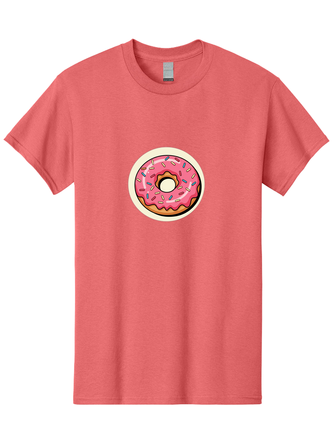 Pink-Frosted-Donut-1 Men'S Graphic Tee, 100% Cotton, Comfortable Casual Summer Wear, Machine Washable, Donut With Pink Frosting, Sprinkles On Donut, Sweet Treats, Dessert Ideas, Colorful Donut, Baking Inspiration, Tasty Pastry, Glazed Donut Bab164