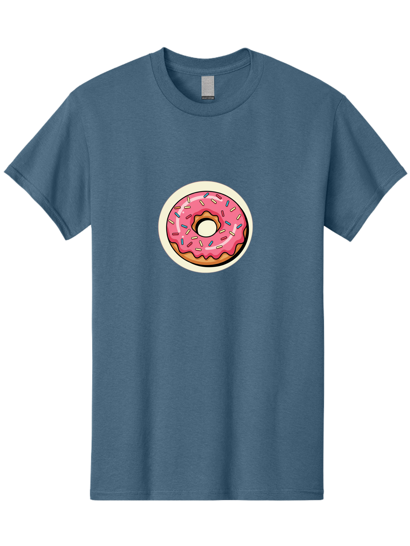 Pink-Frosted-Donut-1 Men'S Graphic Tee, 100% Cotton, Comfortable Casual Summer Wear, Machine Washable, Donut With Pink Frosting, Sprinkles On Donut, Sweet Treats, Dessert Ideas, Colorful Donut, Baking Inspiration, Tasty Pastry, Glazed Donut Bab164