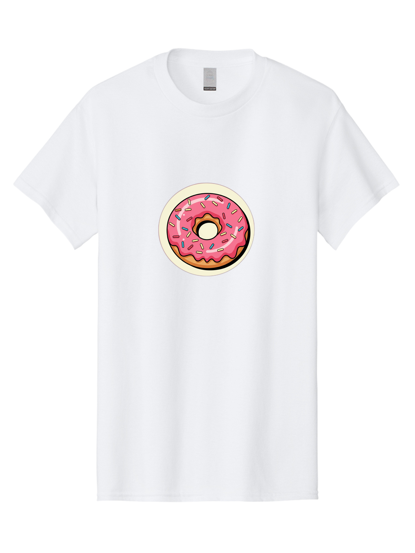 Pink-Frosted-Donut-1 Men'S Graphic Tee, 100% Cotton, Comfortable Casual Summer Wear, Machine Washable, Donut With Pink Frosting, Sprinkles On Donut, Sweet Treats, Dessert Ideas, Colorful Donut, Baking Inspiration, Tasty Pastry, Glazed Donut Bab164